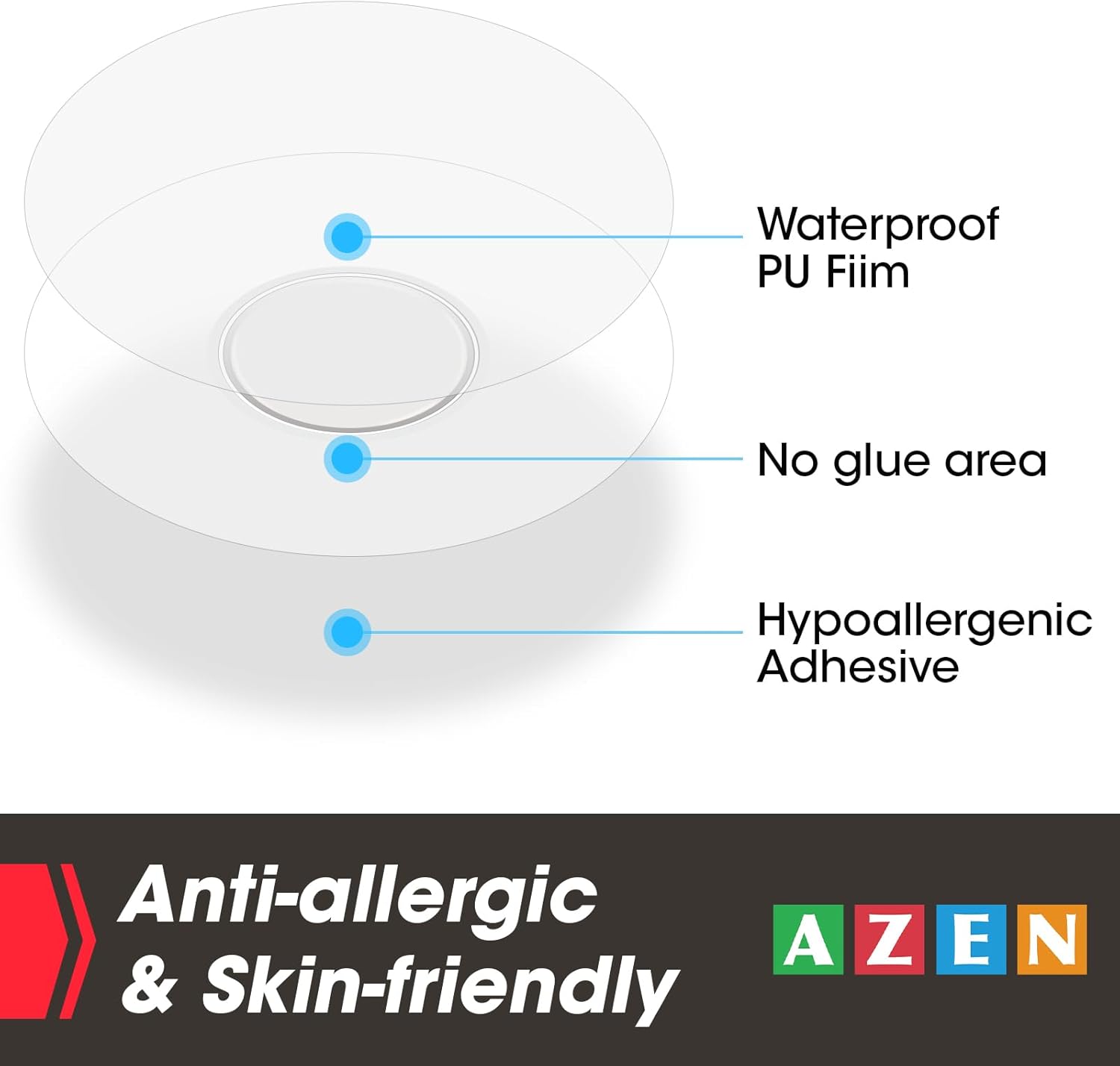 AZEN Paquete de 120 cubiertas de sensor Freestyle para Libre 2, parches adhesivos impermeables, parches de sensor impermeables, cinta adhesiva