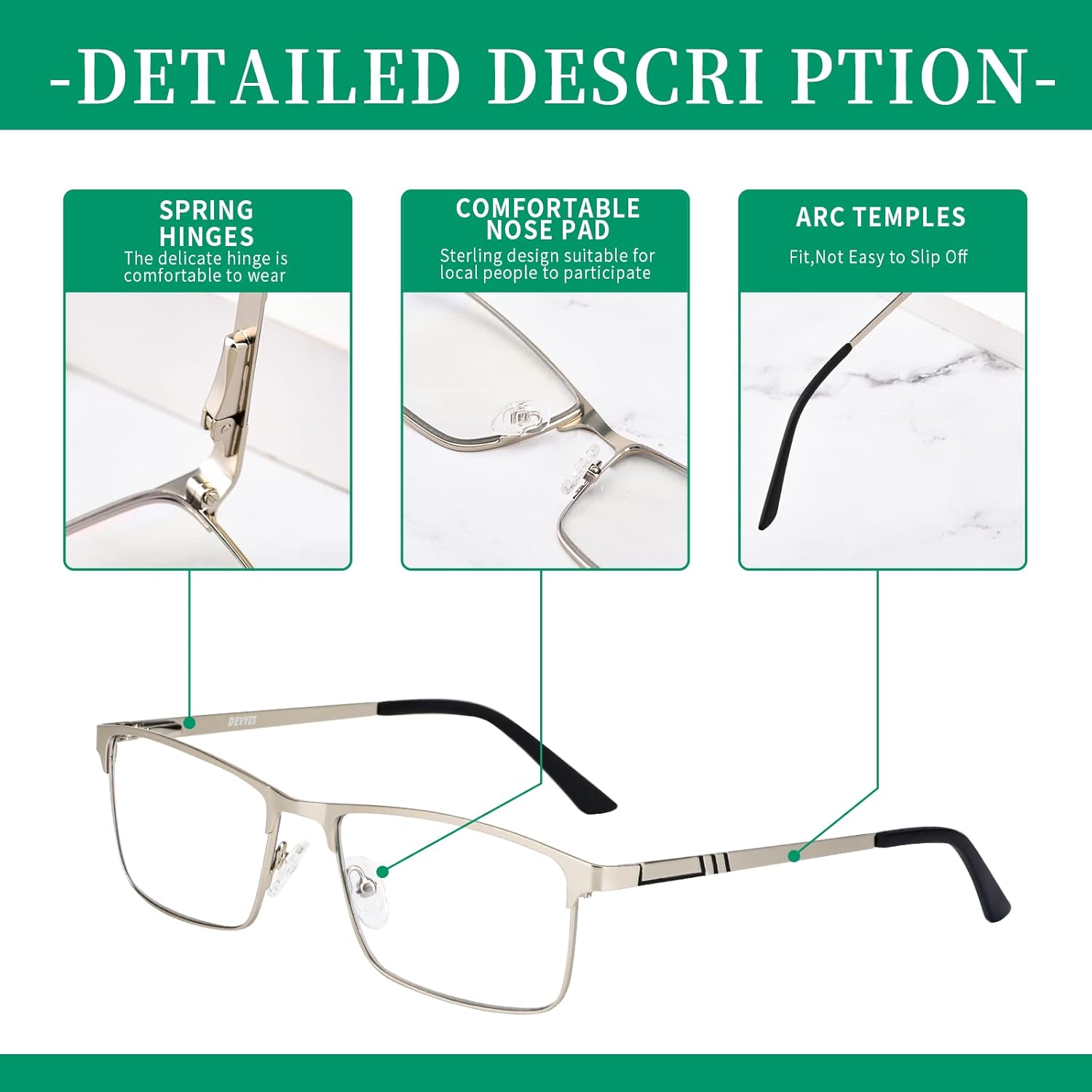 Gafas de lectura progresivas multienfoque para hombres y mujeres, de metal, medio marco de metal, bloqueo de luz azul, lectores multifocales