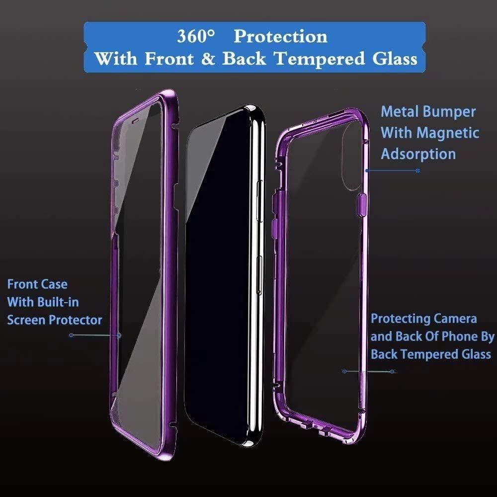 Funda magnética para Samsung Galaxy Note 10 Plus, protección completa de 360, parachoques de metal con parte delantera y trasera, cubierta