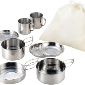 Amagogo Juego de 8 utensilios de cocina para camping, vajilla portátil, platos y tazas para exteriores, juego de cocina para picnic, viajes, Amagogo Juego de 8 utensilios de cocina para camping, vajilla portátil, platos y tazas para exteriores, juego de cocina para picnic, viajes,
