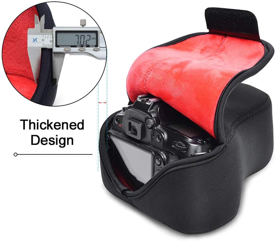CADeN Funda para cámara DSLR SLR con protección de neopreno, compatible con Nikon, Canon, Pentax, Sony, etc. (grande, negro)