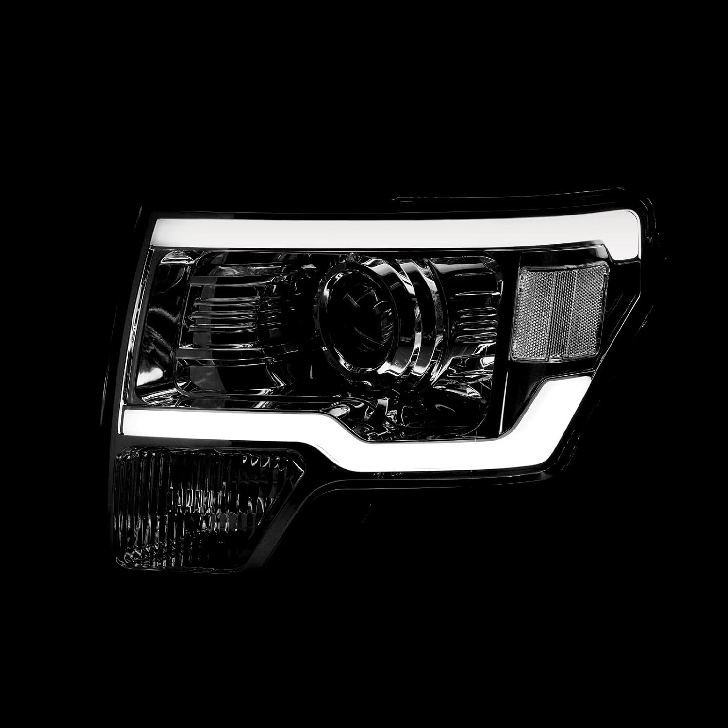AJP Distributors Carcasa cromada LED DRL Tubo Bar Proyector de conducción Faros Parachoques Lámparas Conjunto Izquierdo+Derecho CompatibleReemplazo