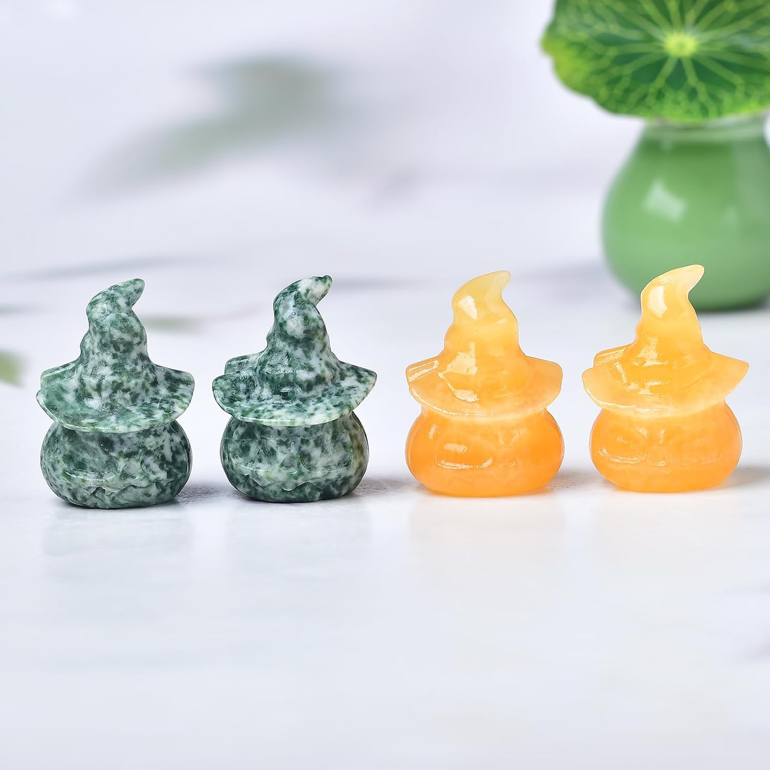 WUYOUSHI Estatua de cabeza de calabaza de cristal natural de 1.58 pulgadas, calcita amarilla, calabaza, aura, curación de chakras, piedras preciosas
