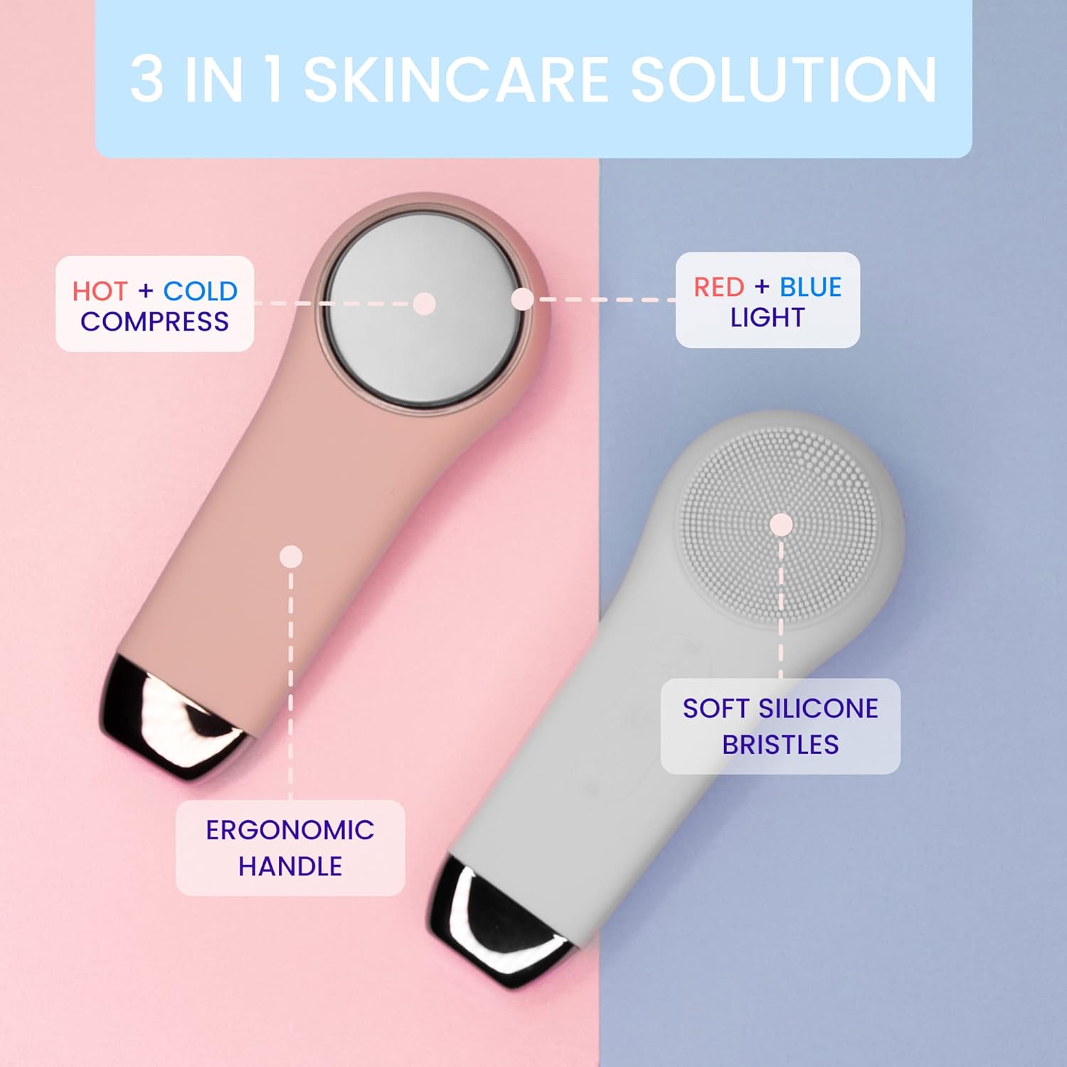 More Life Clarity – Cepillo de limpieza facial avanzado 3 en 1 con soporte de carga, limpiador facial eléctrico recargable en caliente y frío de