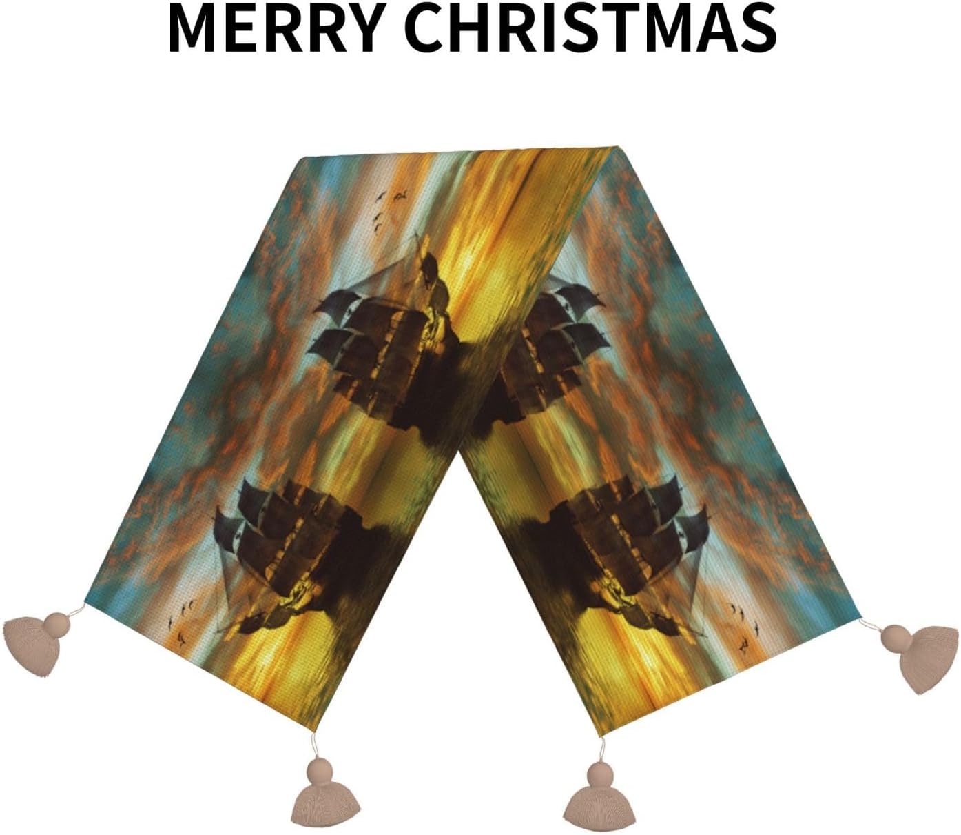 Sailboat Beautiful Landscape Christmas Table Runner Dining Table Decor Christmas Decorations Indoor Home Decor Christmas Table Runners Xmas Navidad