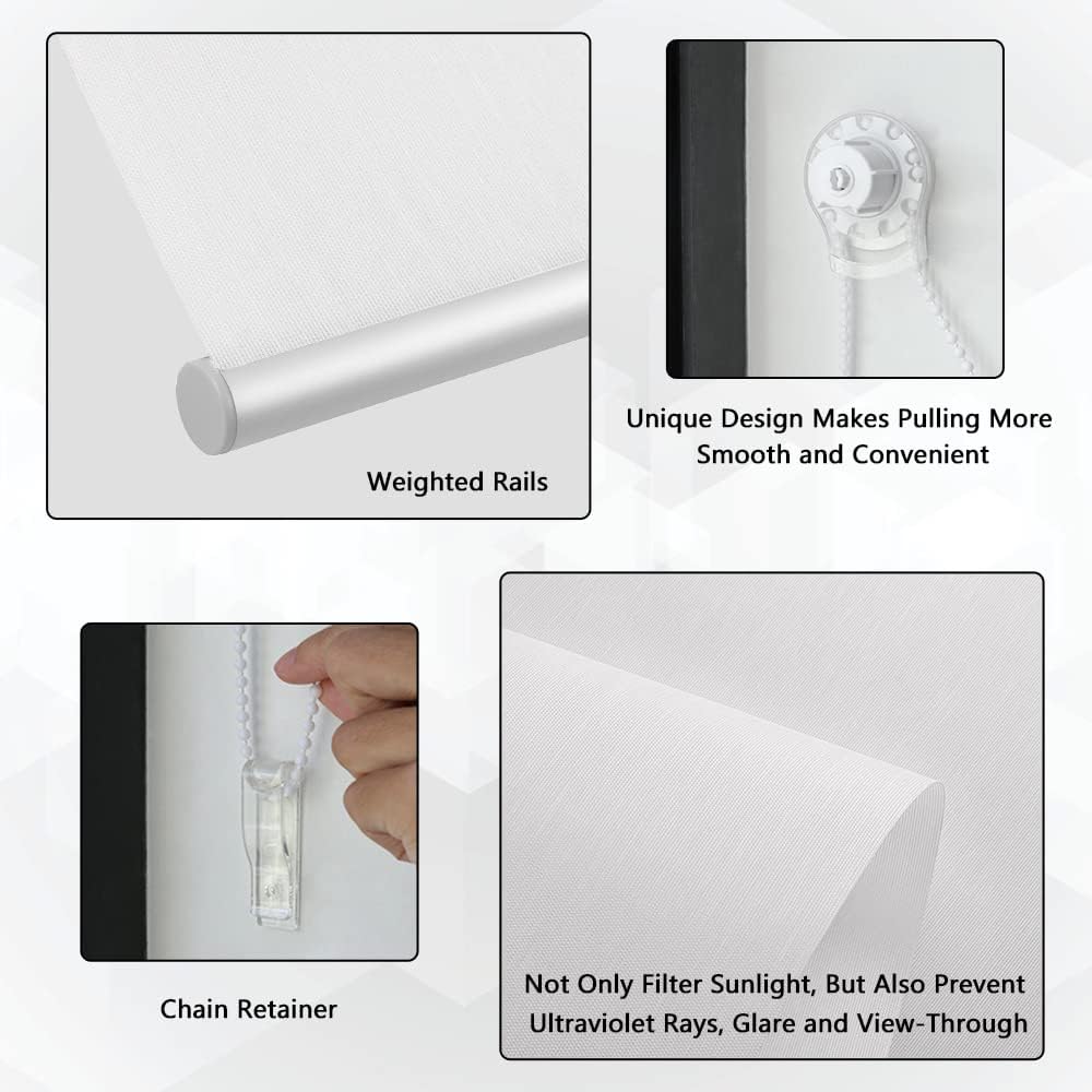 HIDODO Persianas enrollables con filtro de luz para ventanas, persianas enrollables de tela con protección UV para dormitorio, sala de estar, baño y