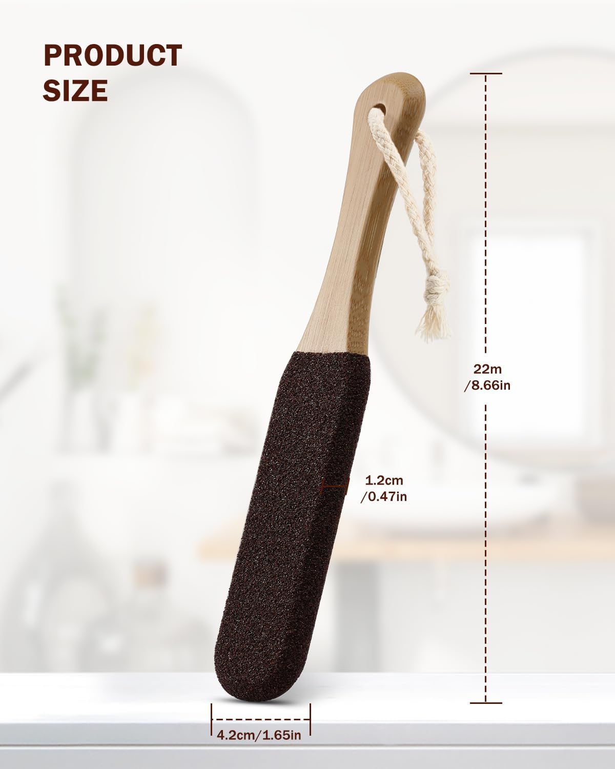 BEZOX Lima de pedicura de piedra pómez para pies (1 unidad), mango ergonómico de madera, removedor de callos para pies y manos más suaves, limpiador