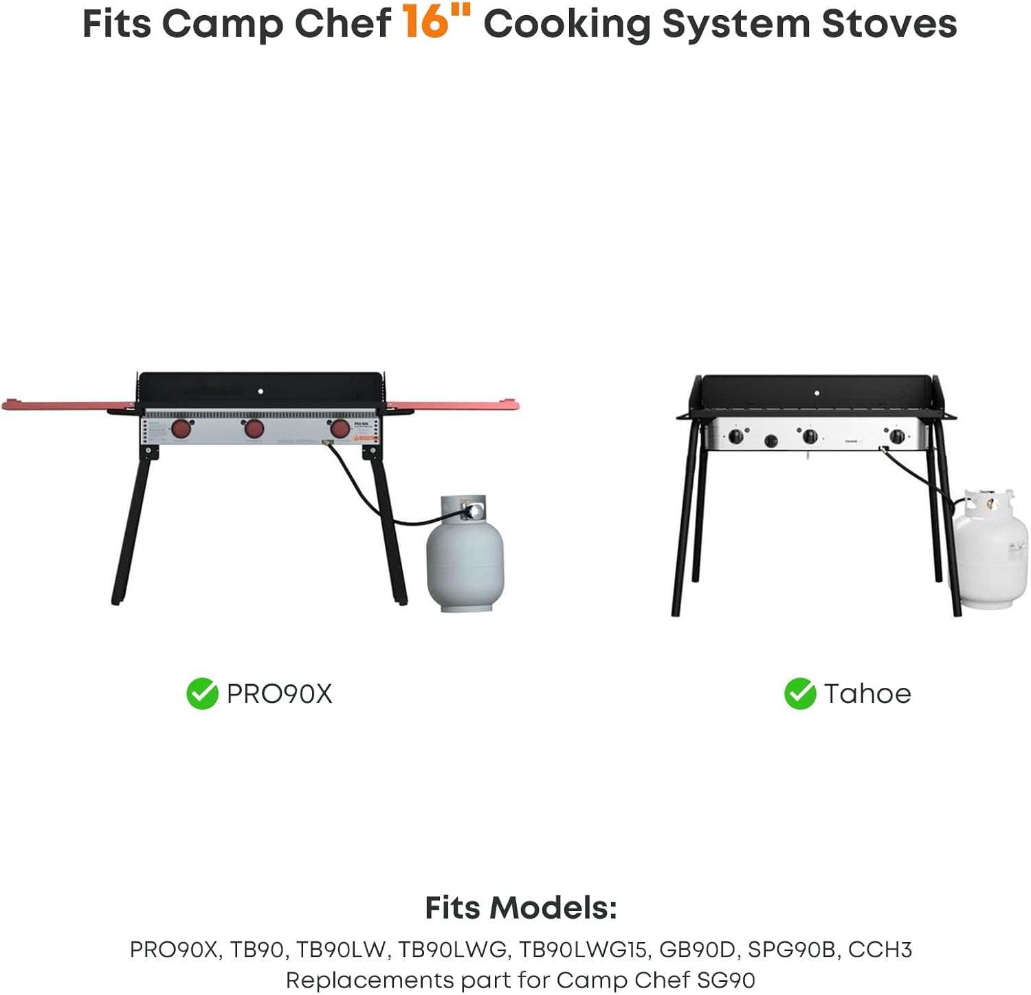 Stanbroil Parrilla plana de acero inoxidable de 16 x 24 pulgadas para estufa Camp Chef, parrilla de 2 quemadores de 16 pulgadas para Camp Chef