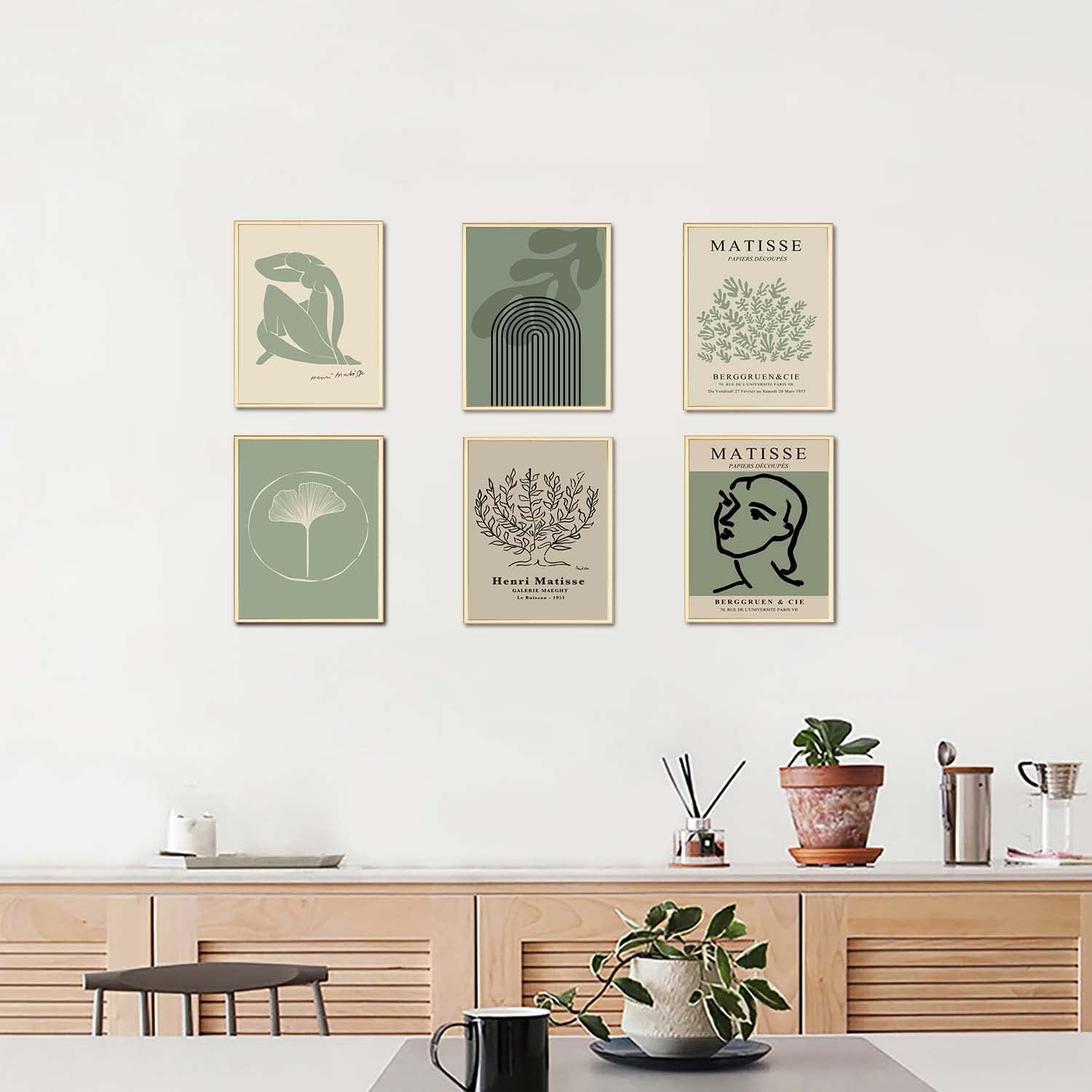 znxuey Matisse – Pósters artísticos para pared, decoración verde salvia, arte abstracto de Matisse, pósteres minimalistas bohemios, impresiones