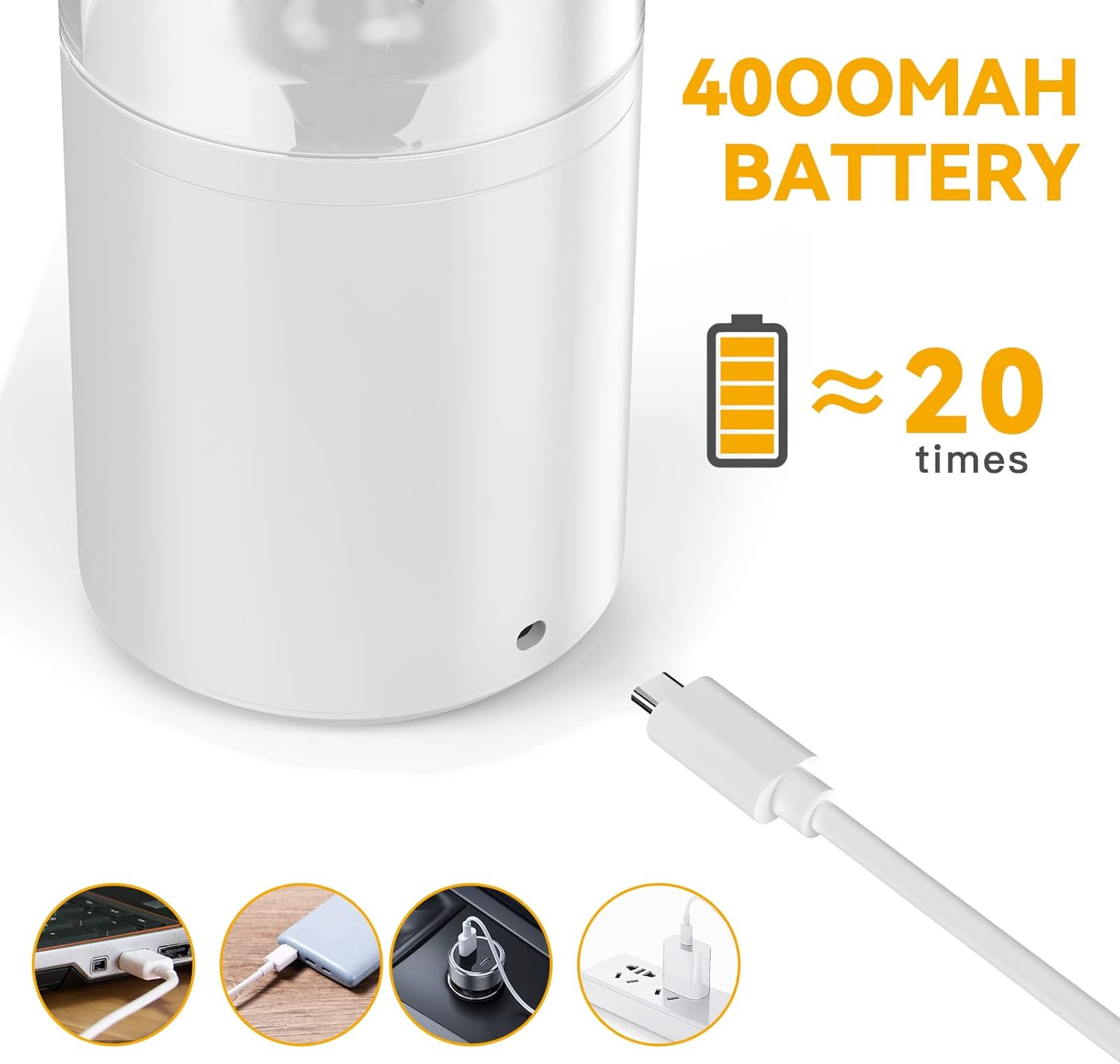 Licuadora portátil, licuadora para batidos y batidos, licuadora personal, recargable por USB, mini licuadora de 14 onzas con para viajes, al aire