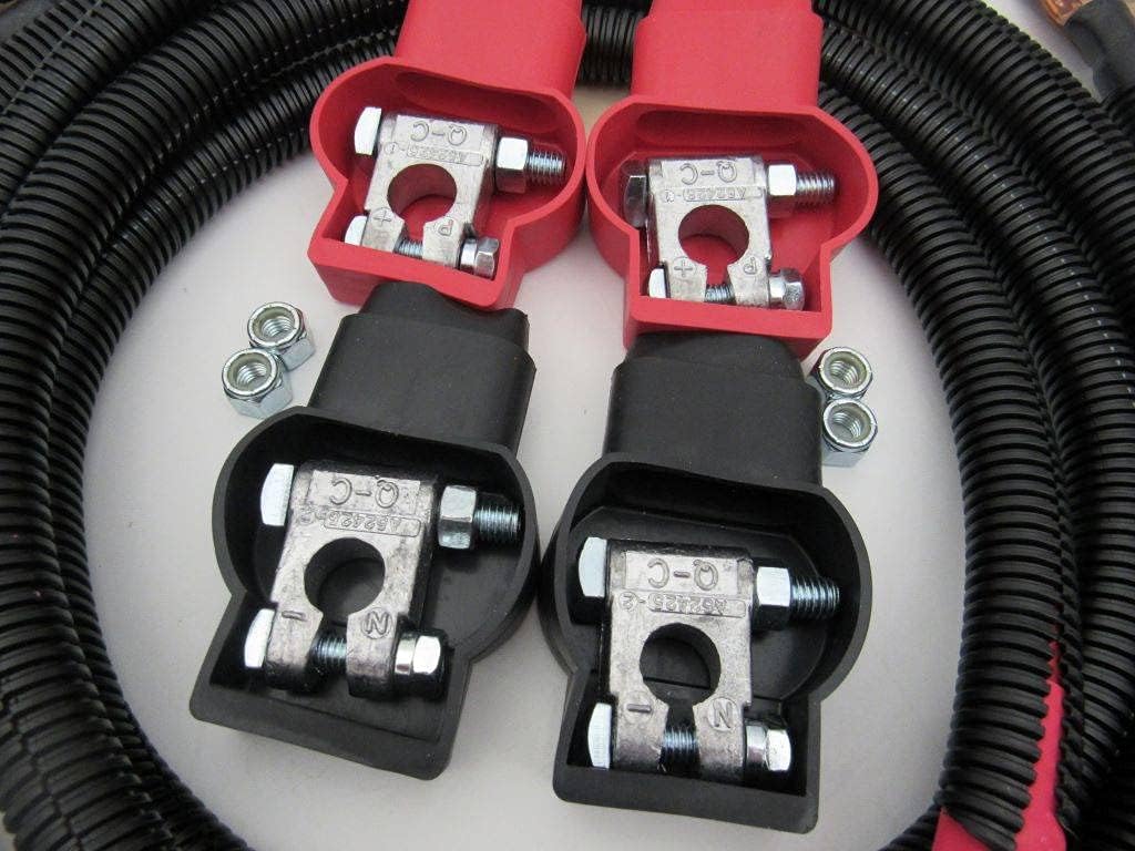 Kit Custom Battery Cables fabricado en Estados Unidos compatible con Ford F250, F350, F450 Truck Excursion 7.3L Powerstroke Diesel 1987-1997