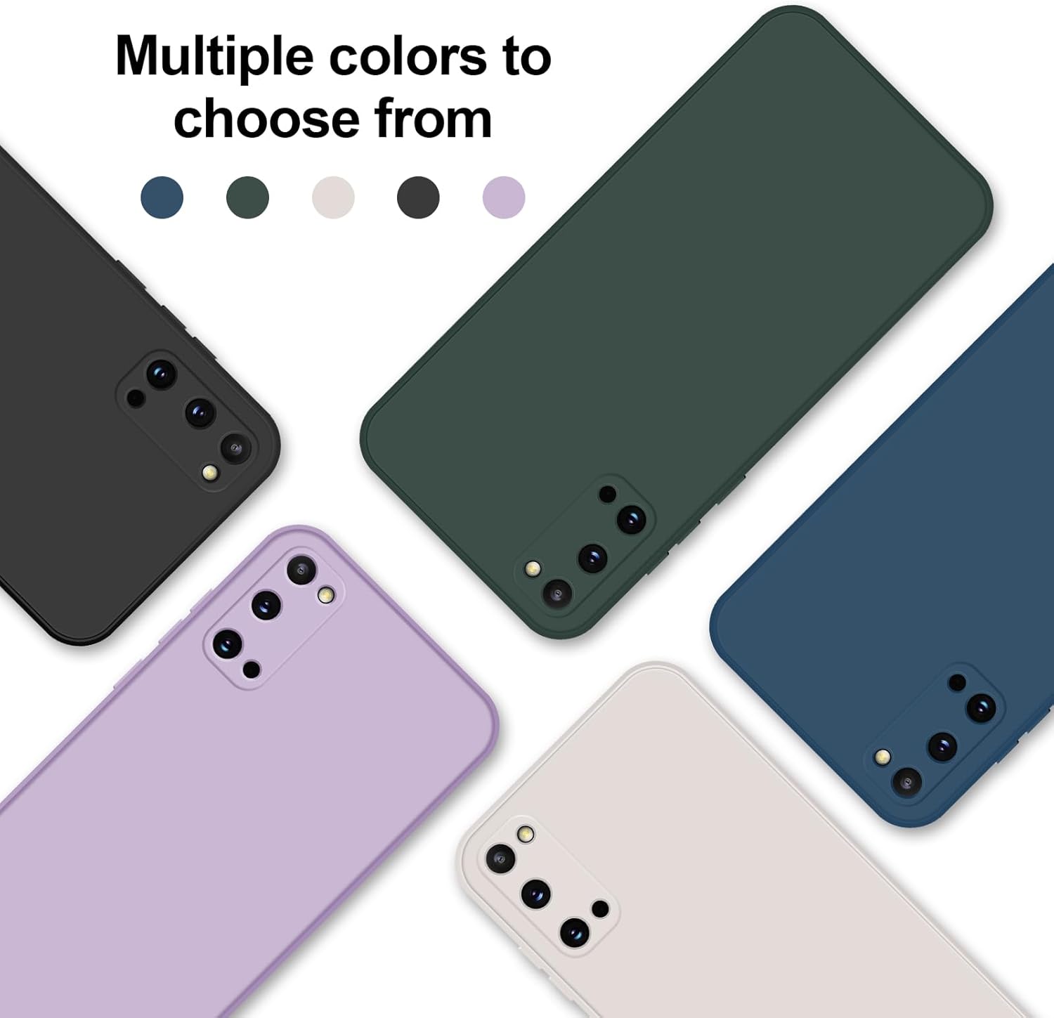 Funda de silicona compatible con Samsung Galaxy S20, funda de cuerpo completo sedoso suave al tacto con protección de cámara, funda a prueba de