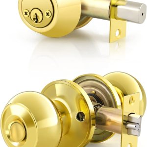 Paquete de 2 pomos de puerta de entrada con llave igual con cerradura de cerrojo de doble cilindro para cerradura de entrada y puerta delantera con Paquete de 2 pomos de puerta de entrada con llave igual con cerradura de cerrojo de doble cilindro para cerradura de entrada y puerta delantera con