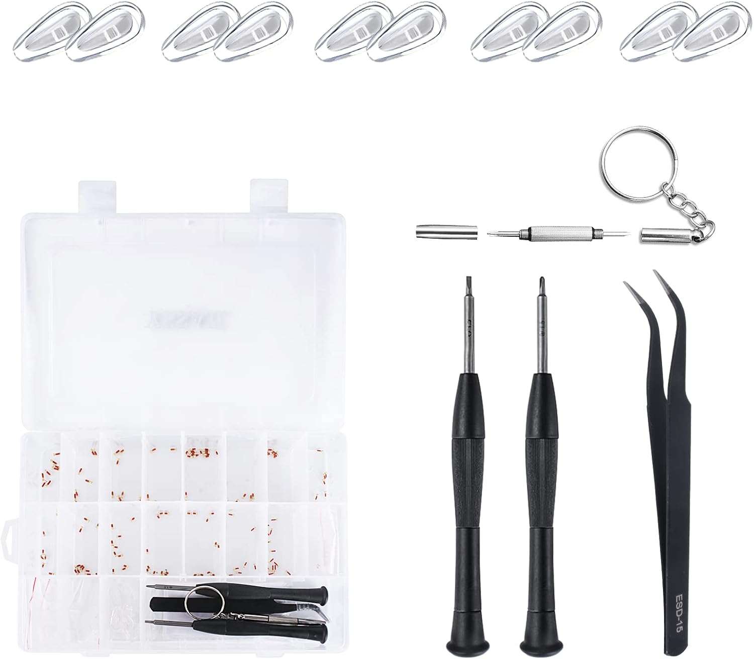Kit de reparación de cristales magnéticos para ojos, kit de herramientas de reparación de lentes con caja de tornillos compacta que incluye
