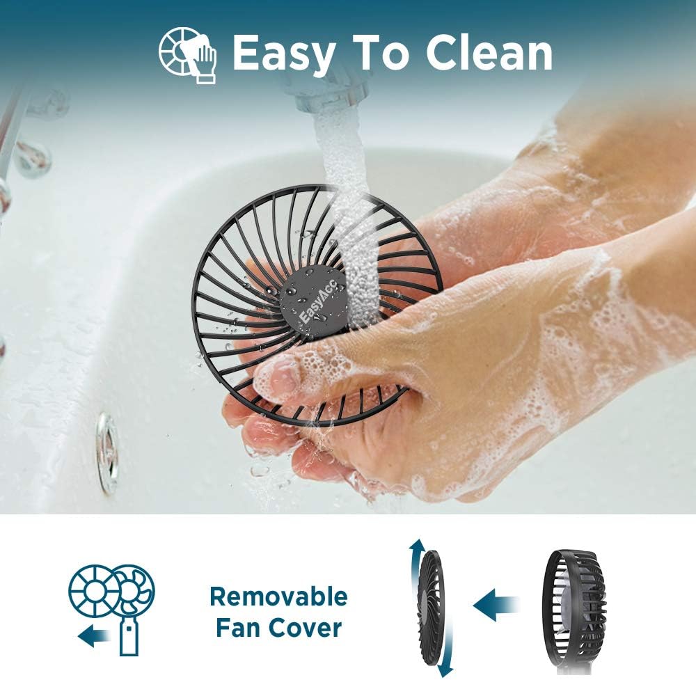 EasyAcc Handheld Fan Portable Fan, 9000 Rechargeable Battery Powered Fan Small Desk Fan, Powerful 4 Speeds 53H Cooling Time Personal Fan with Power