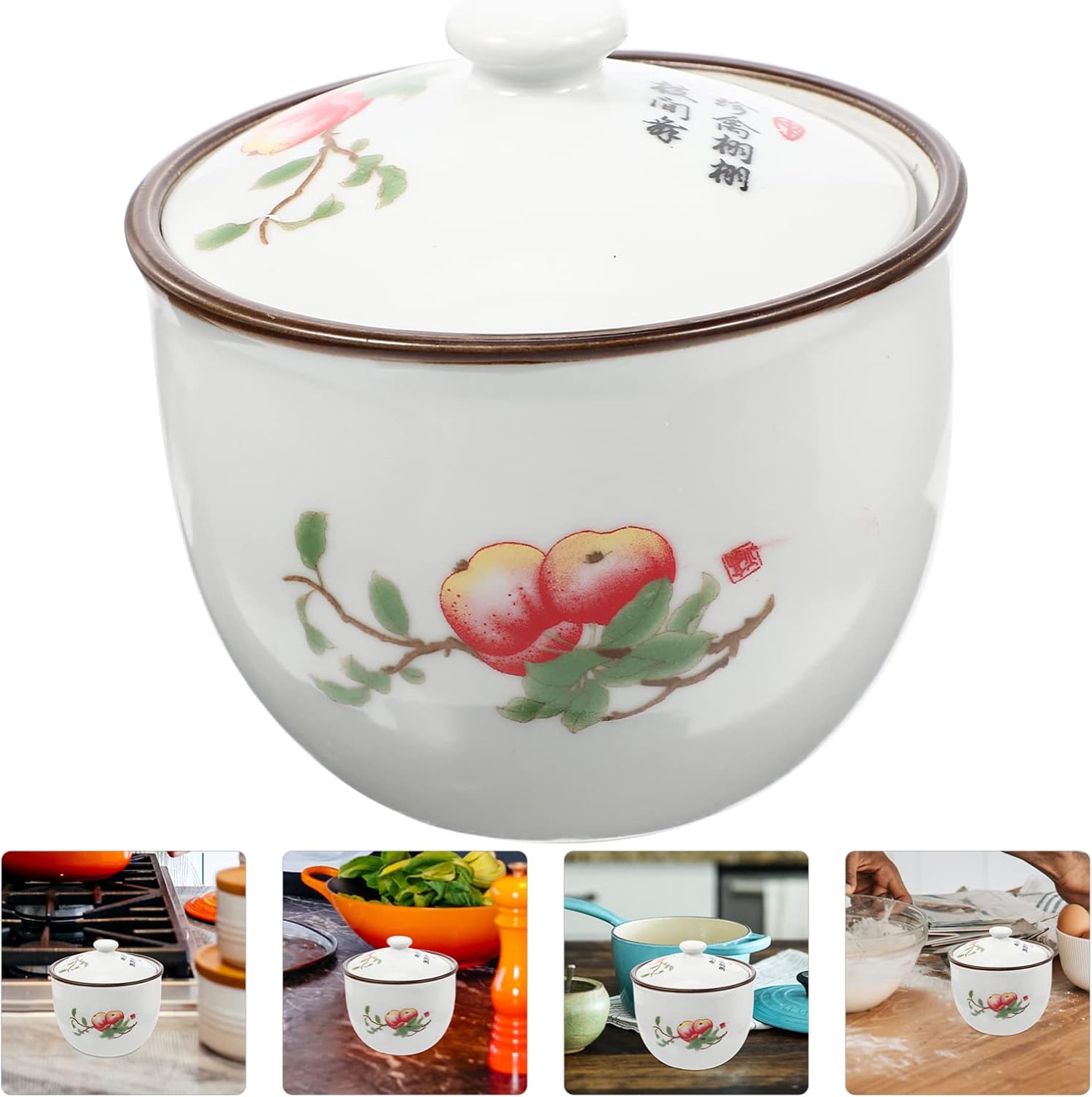 Tarro de cerámica para condimentos, azucarero, para especias, recipientes con tapas, contenedor de granos de café, accesorios de mesa, adorable