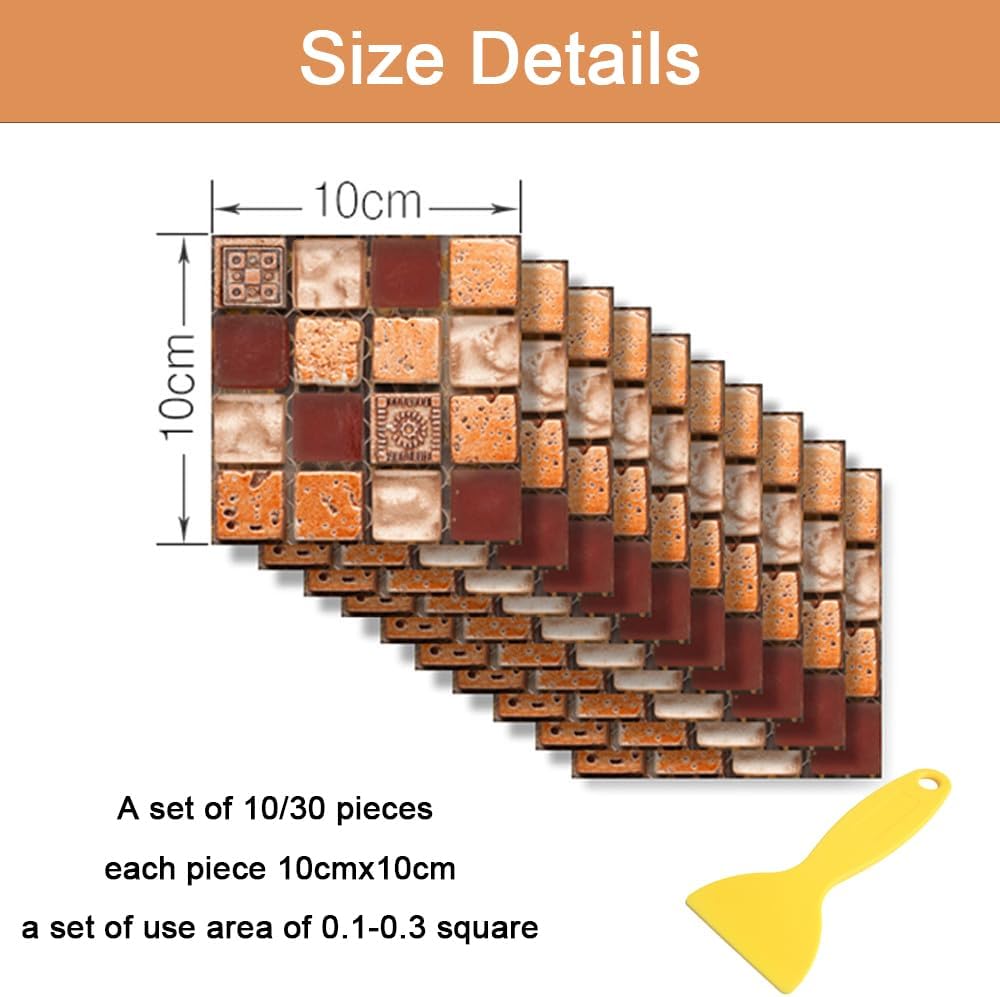 Hixingo 10 papel tapiz impermeable para despegar y pegar, azulejos de PVC para despegar y pegar, paneles decorativos de pared para cocina, baño (30