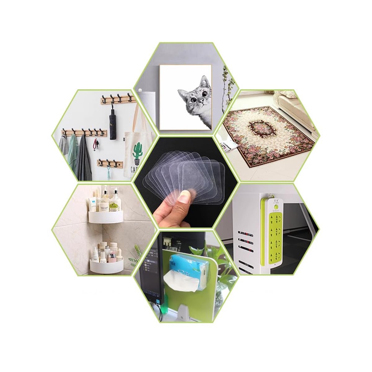 20PCS Double Sided Tape, 2-38in Two Sided Squares Nano Clear Mounting Tape Picture Hanging Adhesive Strips,Wall Tape Sticky Poster Tape Decor Carpet