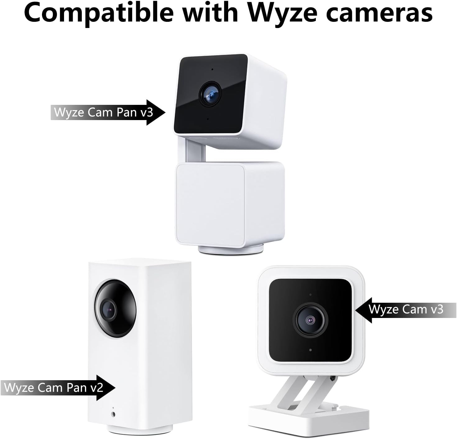 Haoyou Soporte de pared de metal para Wyze Cam Pan V3V2 Wyze Cam V4V3 adhesivo sin taladrar instalación en interiores y exteriores (paquete de 2