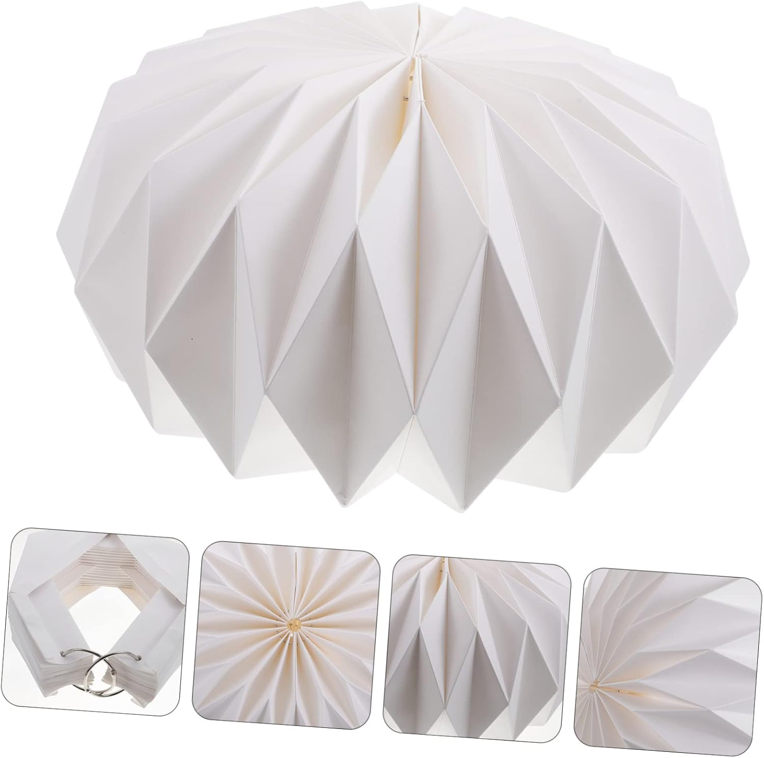 Pantalla de linterna de origami blanca, pantalla blanca para decoración del hogar, pantallas para lámparas de pie, pantalla de lámpara de ratán,