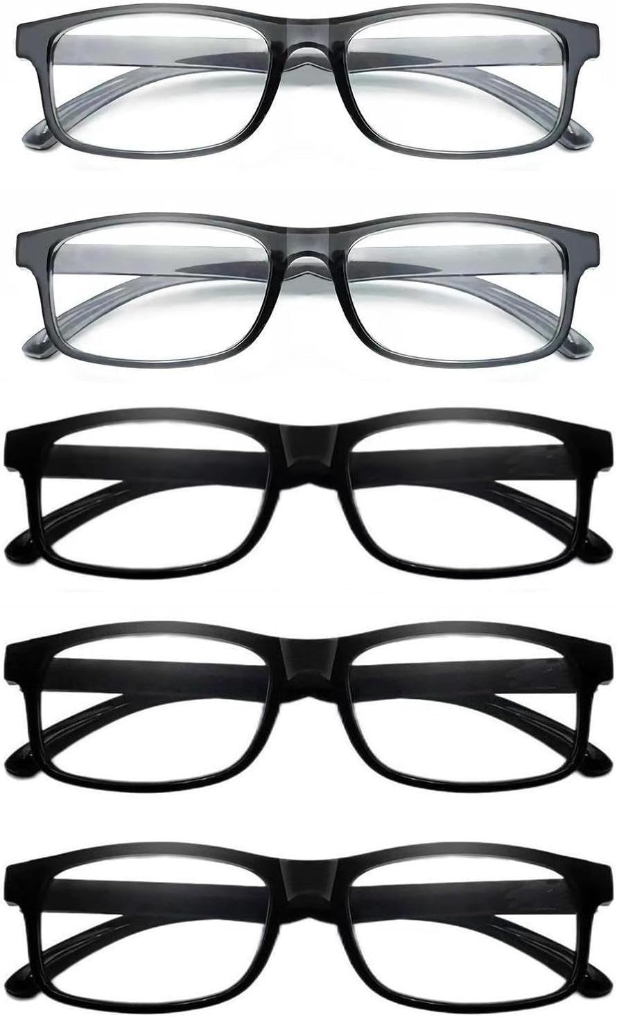 Paquete de 5 lentes de lectura con bloqueo de luz azul, lentes de lectura para mujeres y hombres, filtro antirayos ultravioletareflejo, anteojos