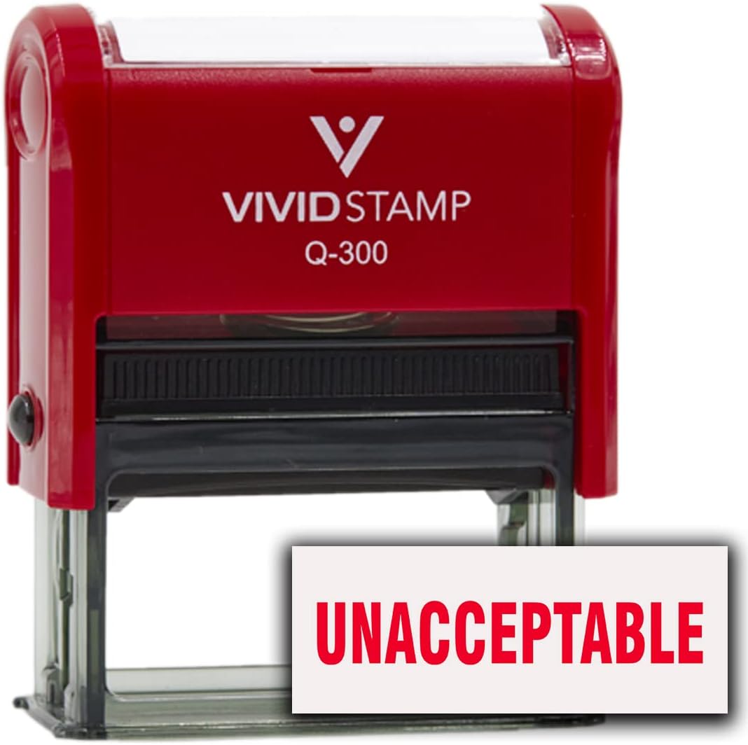 Sello de goma de oficina autoentintado inaceptable (tinta roja) – Q-300