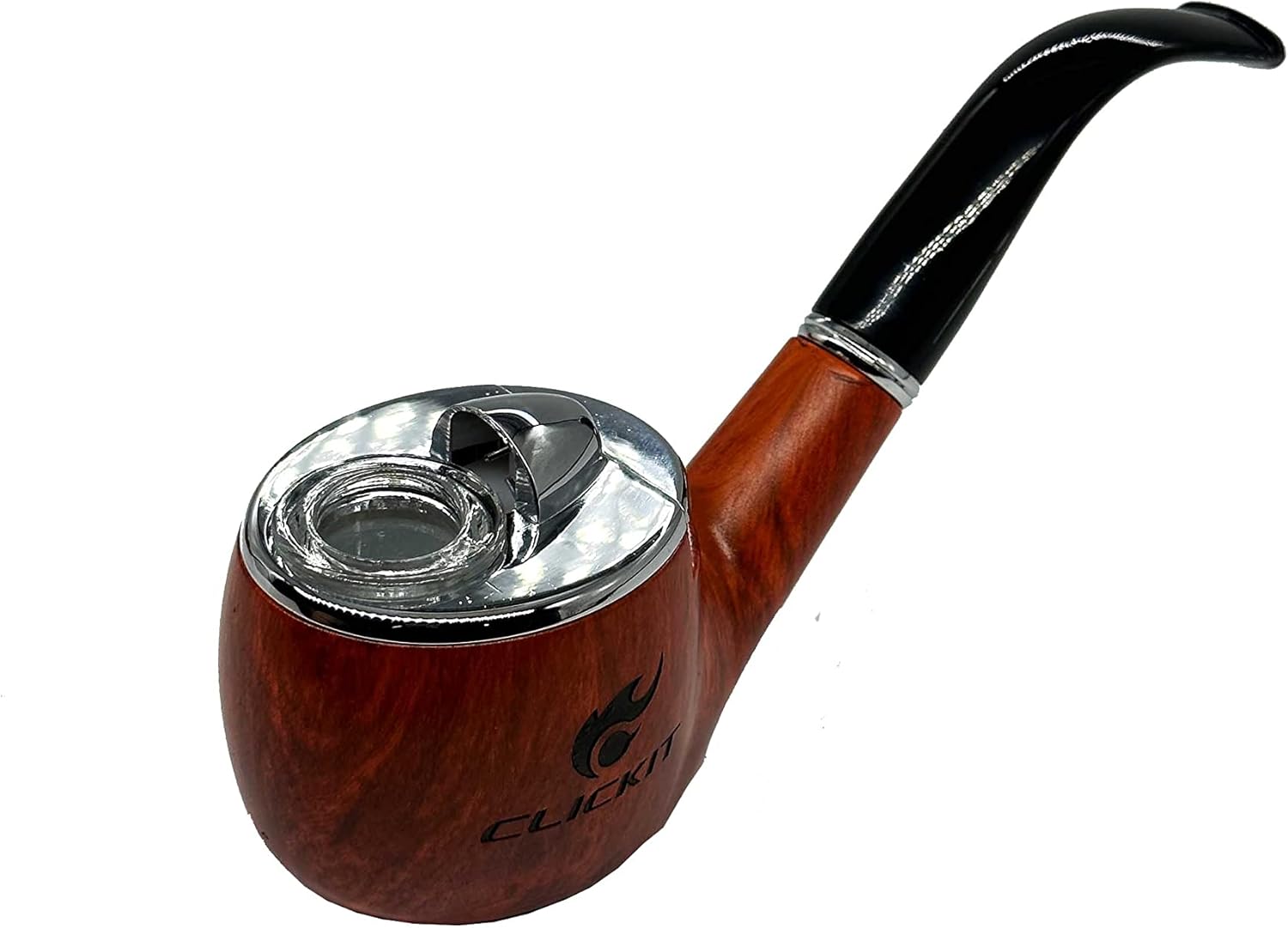 Click It- Pipa de tabaco – Encendedor integrado – Recargable (plata y oro 2 unidades)