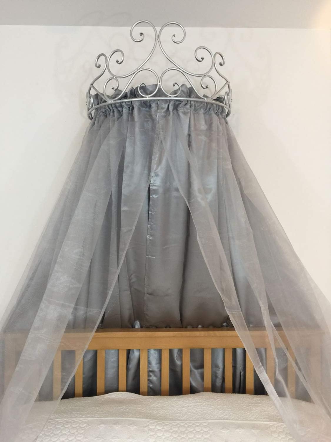 OctoRose – Dosel de pared de metal, corona antigua con varillas y accesorios, para colocar sobre camas o ventanas, paneles de cortinas no incluidos,
