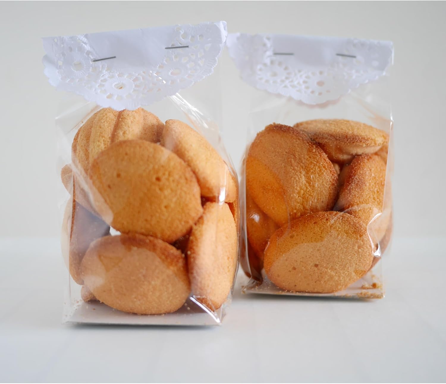 Bolsas de celofán reforzadas, bolsas de celofán de fondo plano con inserto de papel, 50 unidades, 3 x 2 x 8 pulgadas