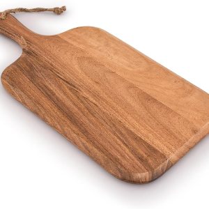 Samhita Tabla de cortar de madera de acacia para carne queso pan verduras y frutas con mango de agarre 15 x 7 pulgadas Samhita Tabla de cortar de madera de acacia para carne queso pan verduras y frutas con mango de agarre 15 x 7 pulgadas