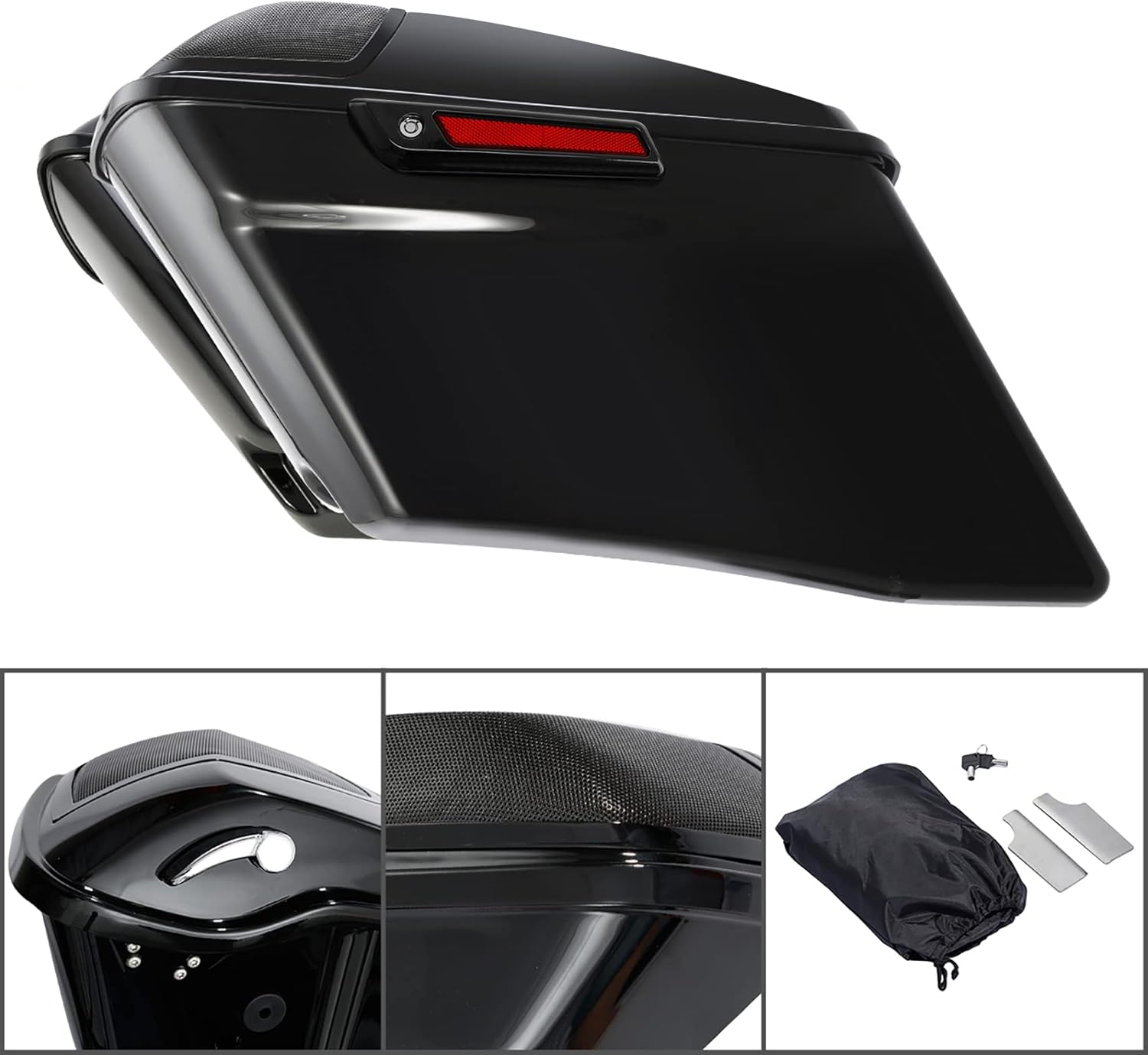 TCT-MOTORPARTS – Alforjas rígidas para motocicletas, 4 pulgadas más extensas, color negro vívido