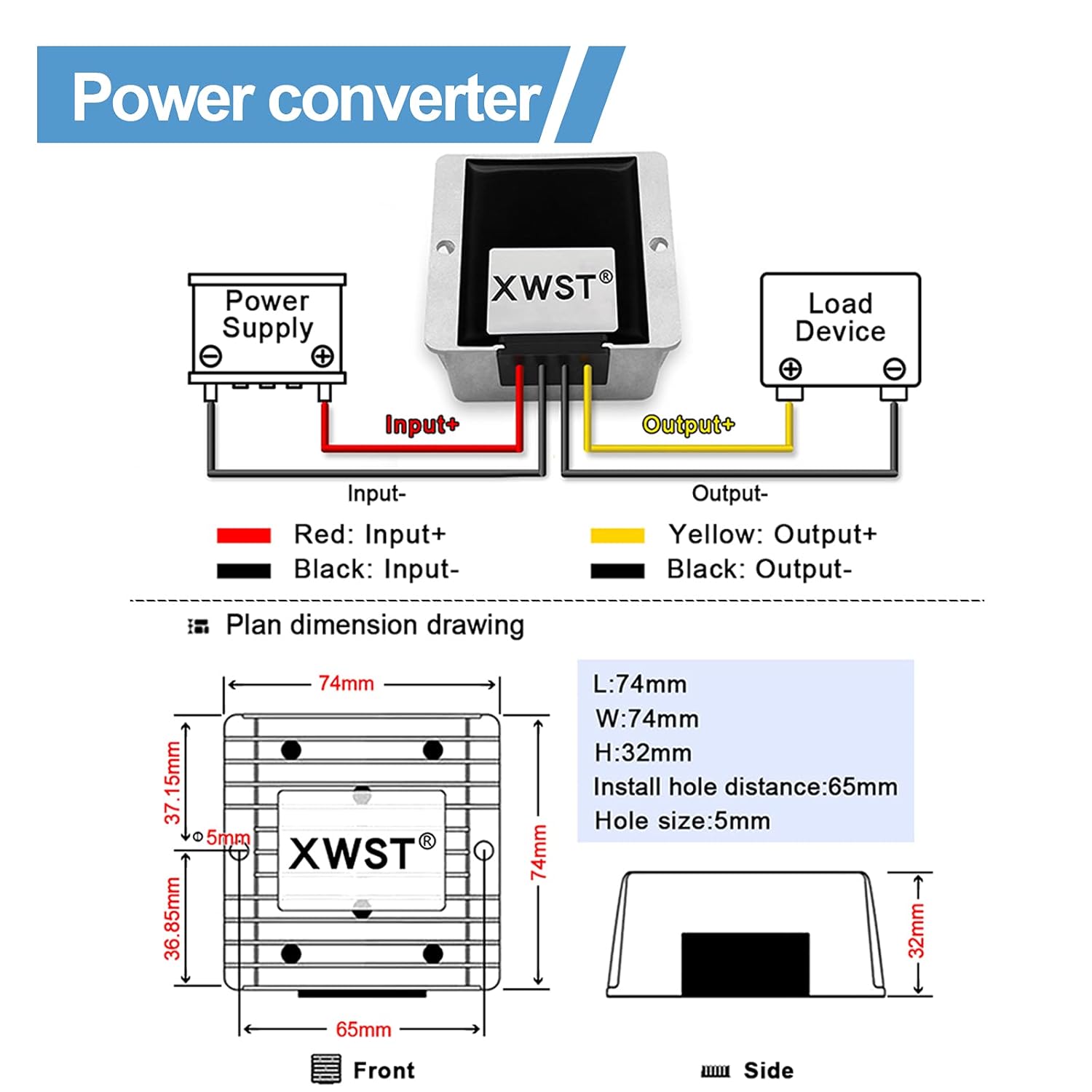 DC 36V 48V Paso hacia abajo a 24V 20A 480W Convertidor Reductor de voltaje, fuente de alimentación impermeable del transformador de DCDC Buck