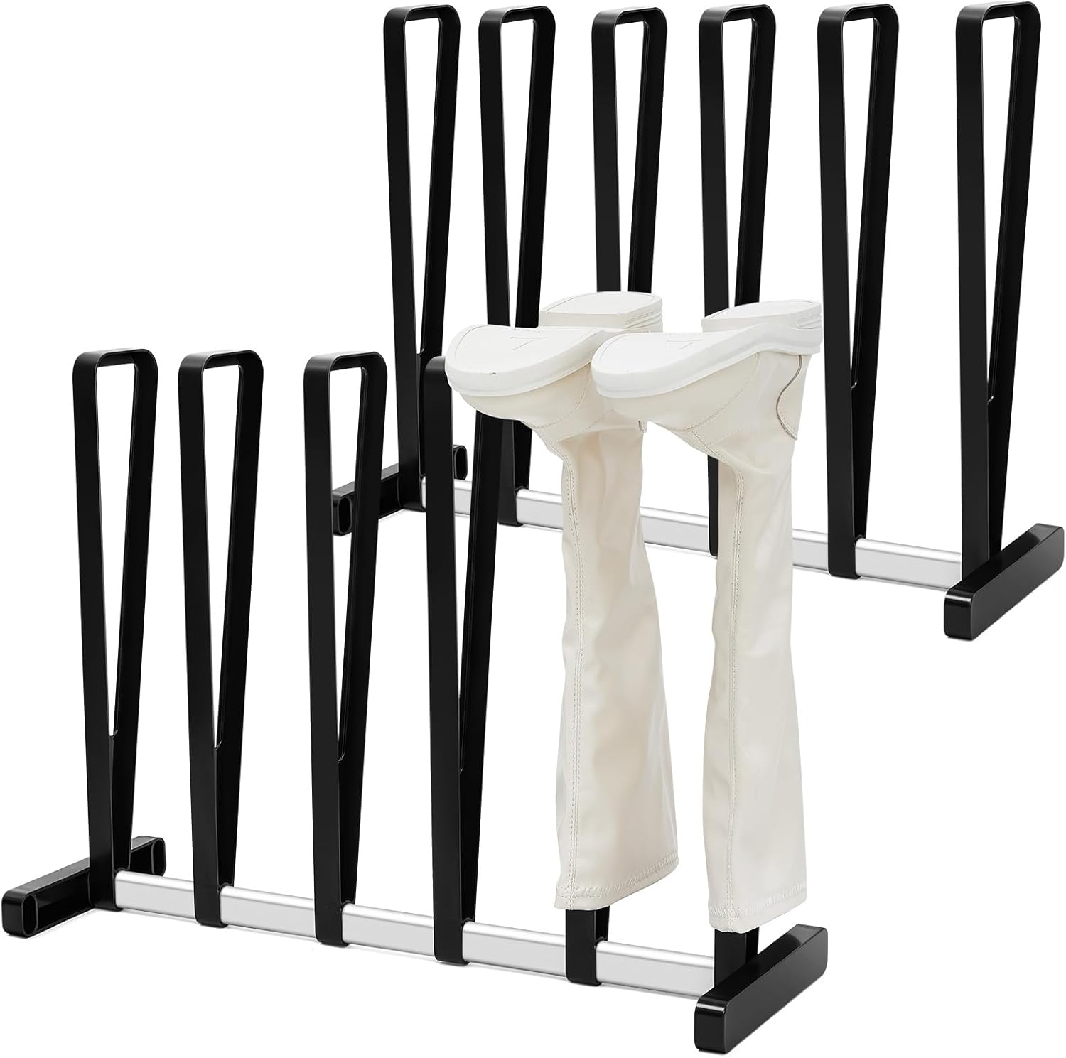 Qunclay 2 soportes de metal modernos para botas altas, almacenamiento negro, organizador de botas independiente, apto para 6 pares de soporte de