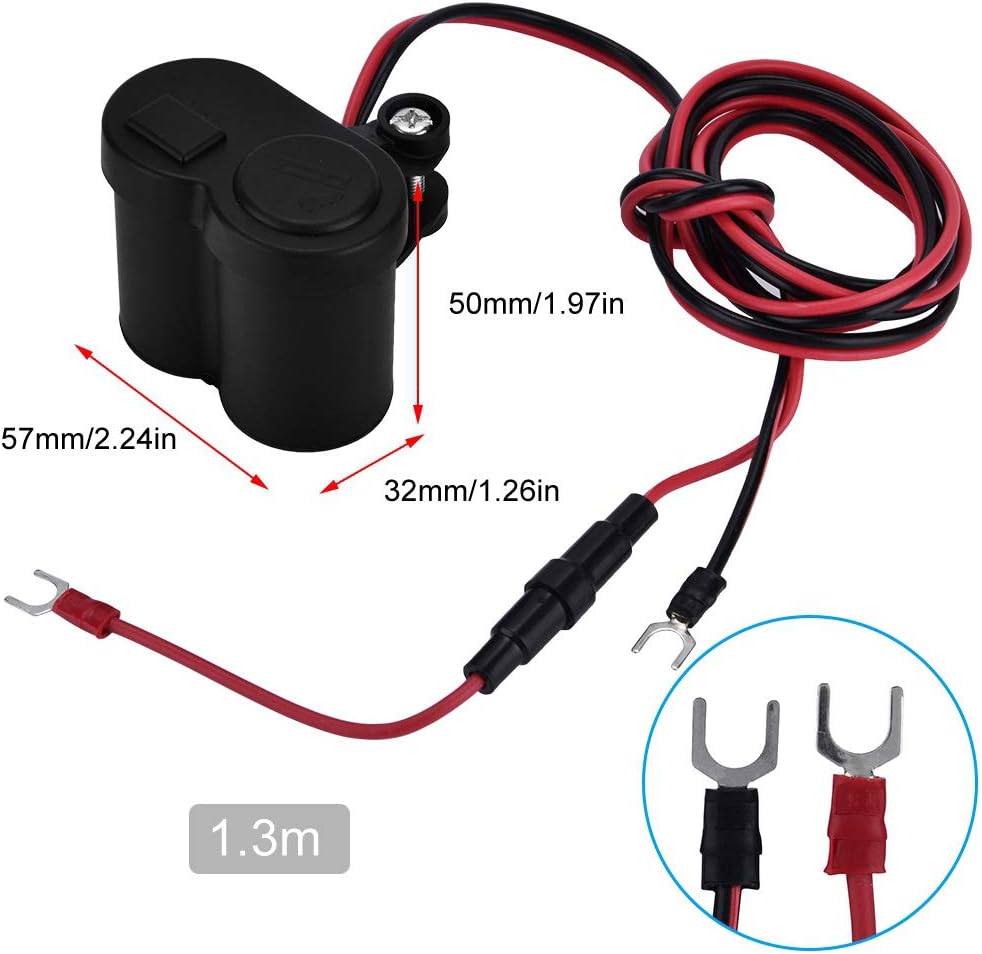 para 12 V. toma de corriente Yctze 12-24V motocicleta impermeable encendedor de cigarrillos enchufe USB toma de corriente toma de corriente
