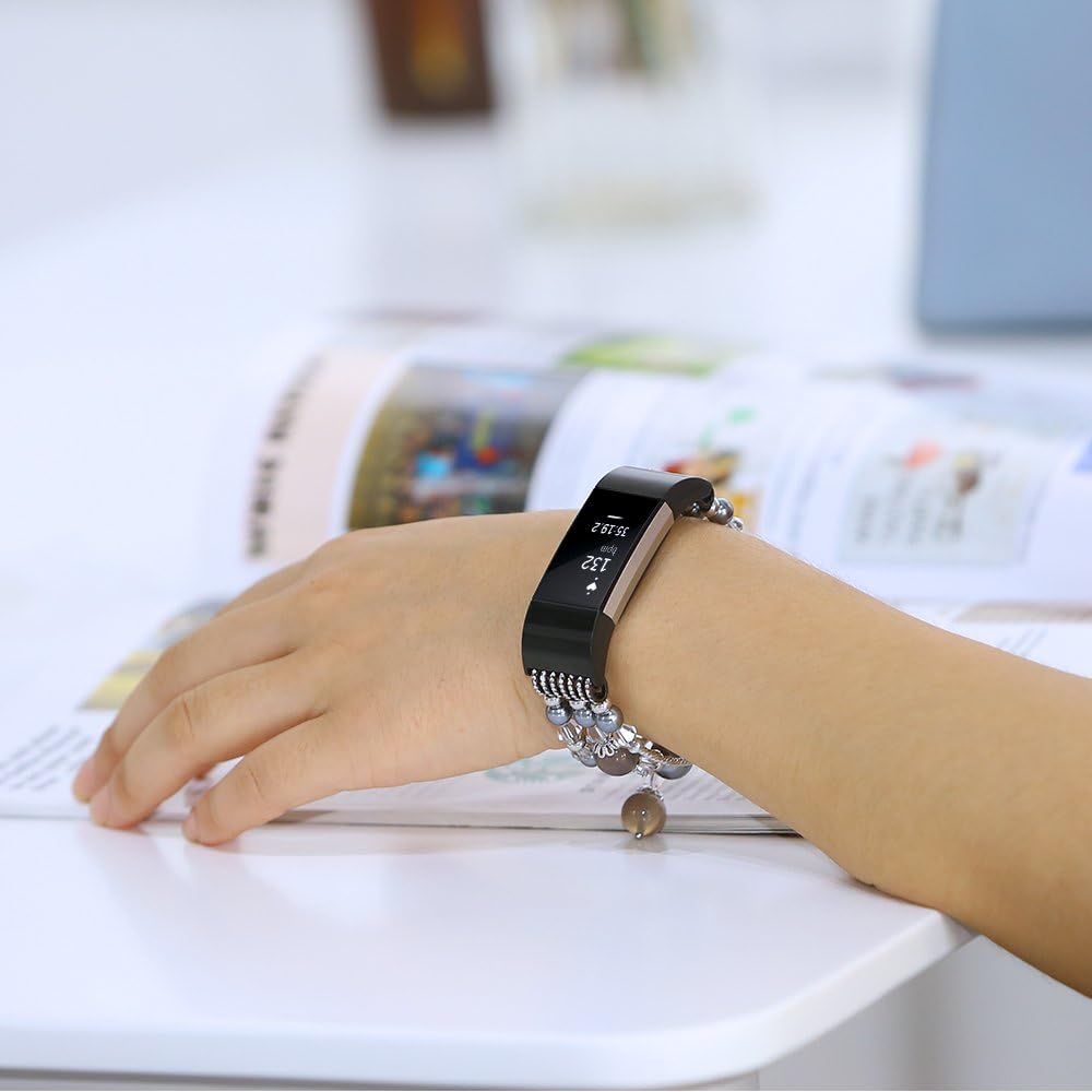 Simpeak Correa 5.8-7.2 compatible con Fitbit Charge 2 Only pulseras de joyería con cuentas elásticas de perlas de repuesto para Fitbit Charge 2,