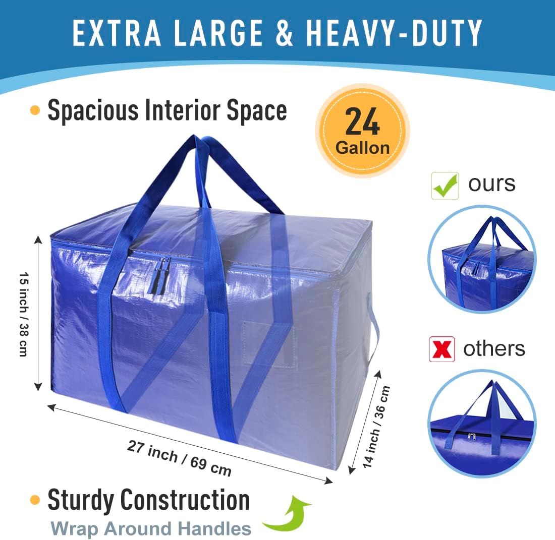 Moving Supplies – Bolsas de embalaje extra grandes y resistentes con cremalleras y asas de transporte fuertes, para mudanza y almacenamiento de