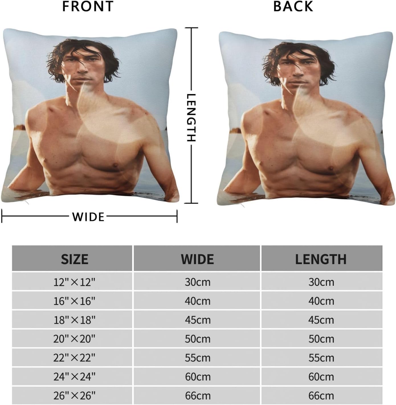 Adam Driver – Fundas de almohada cuadradas suaves y modernas, funda de almohada decorativa, decoración del hogar para cama, sofá, sala de estar,