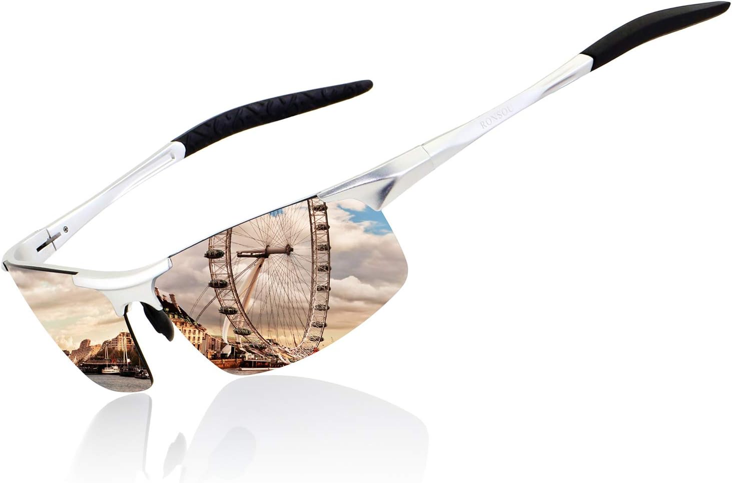 RONSOU Gafas de sol polarizadas Al-Mg para hombre, irrompibles, para conducir, ciclismo, pesca, golf