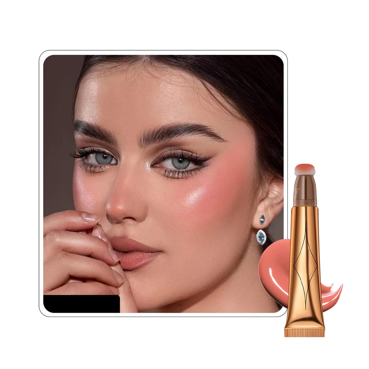 Ofanyia Varita de belleza Liquid Blusher, colorete facial líquido con aplicador de cojín suave, acabado mate cremoso suave, maquillaje ligero