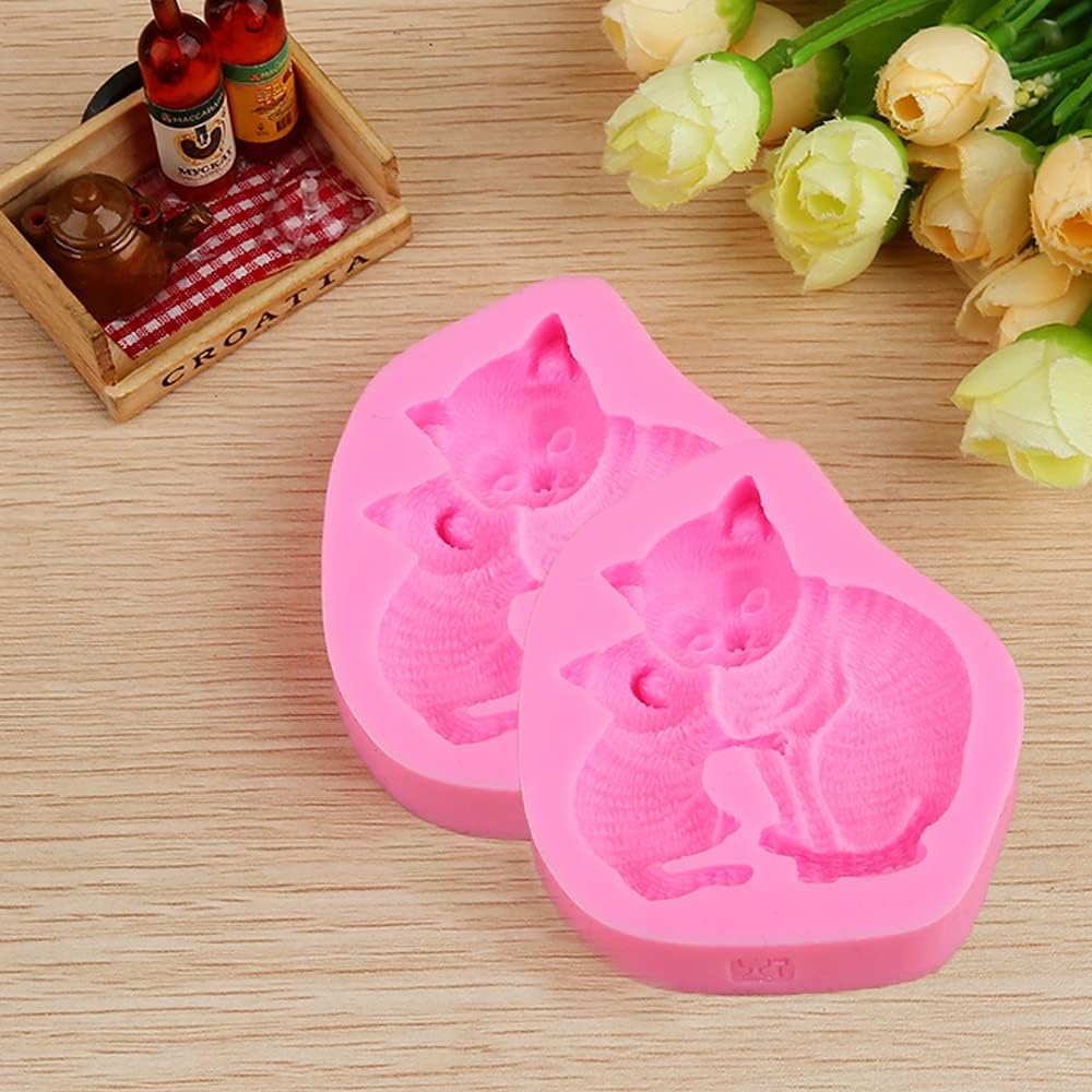 Molde de silicona 3D con forma de gato para abrazar amor maternal para bricolaje, chocolate, dulces, cupcakes, decoración de pasteles, postres,