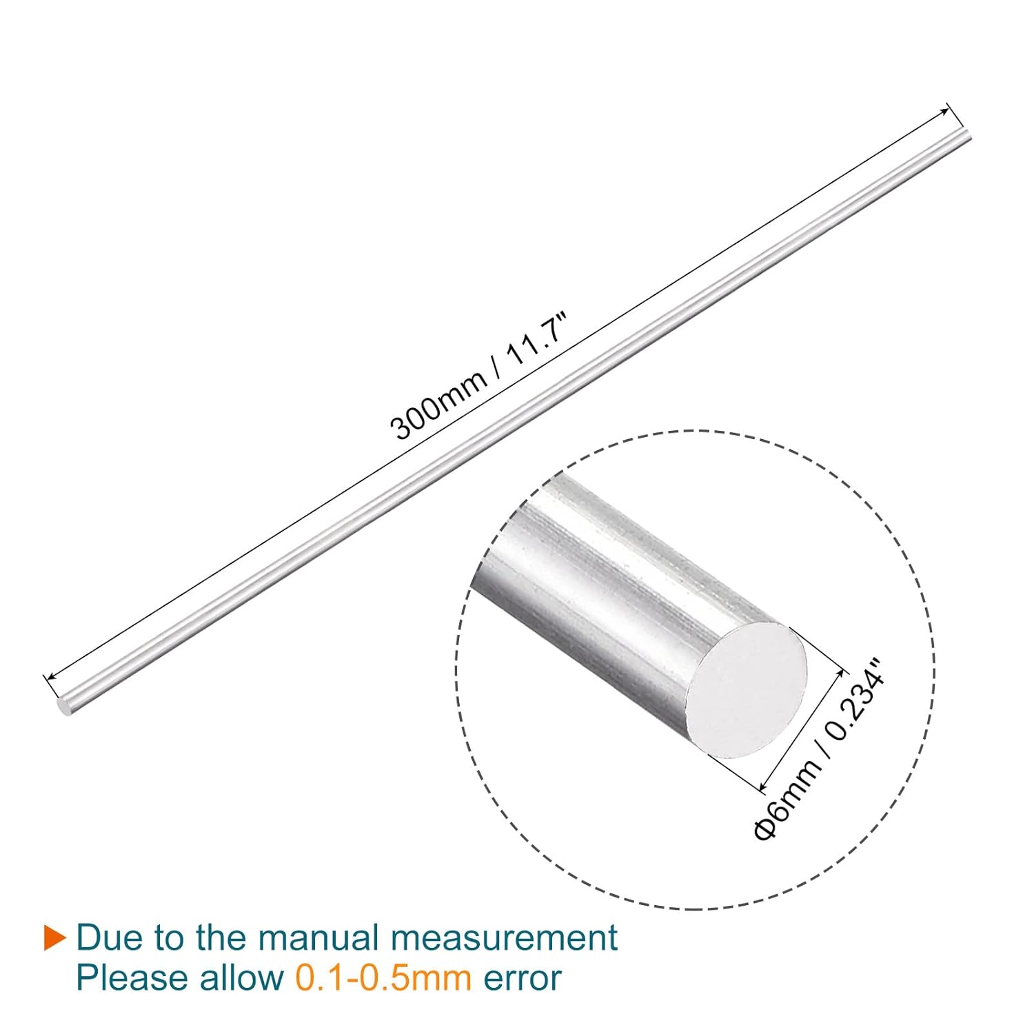 MECCANIXITY Varilla redonda sólida de aluminio de 0.236 in de diámetro, 11.811 in de longitud, para manualidades, paquete de 1 unidad