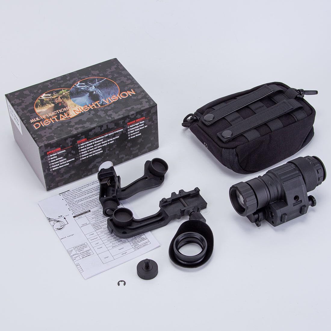 Newcomer PVS-14 – Prismáticos de visión nocturna para adultos, dispositivo monocular infrarrojo micro luz de visión nocturna montado en la cabeza
