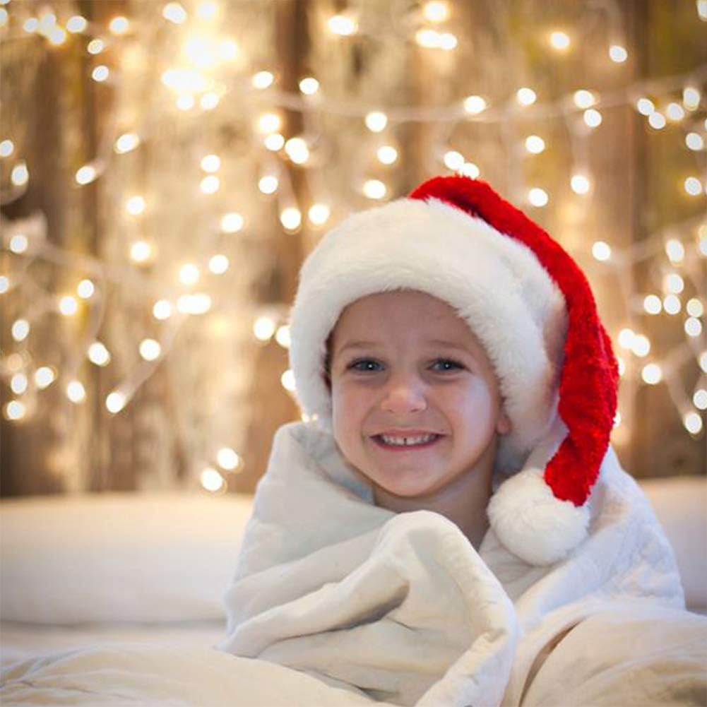 CCINEE Sombrero de Papá Noel para niños, sombreros de Papá Noel de Navidad, sombrero rojo de felpa para decoración del hogar, suministros de fiesta,