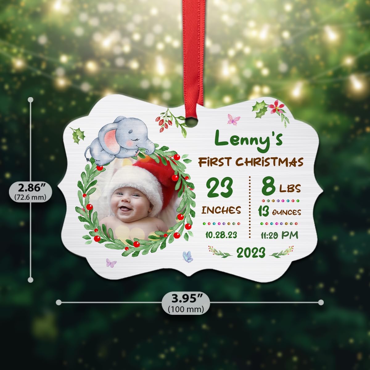 Adorno personalizado para la primera Navidad del bebé, adornos de aluminio para la primera Navidad, recuerdo, decoración de árbol de Navidad, regalos