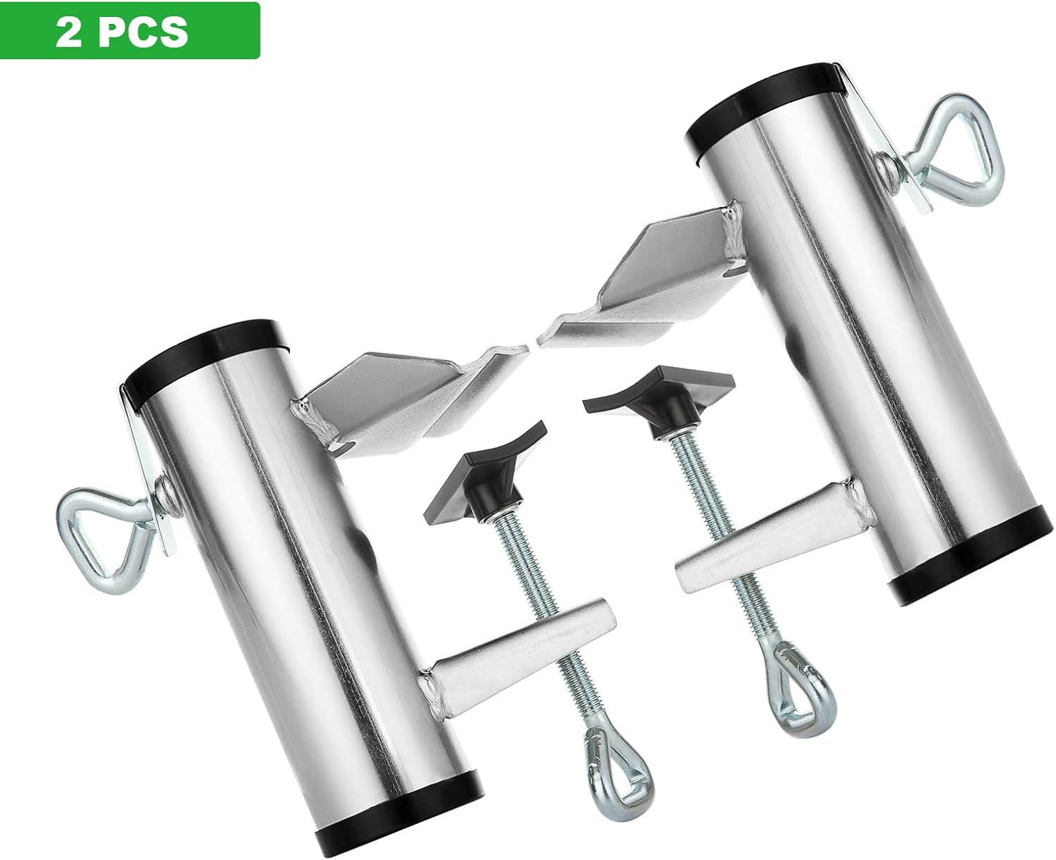 Paquete de 2 abrazaderas de metal resistente para sombrilla de hierro para playa, patio, balcón, cubierta y barcos