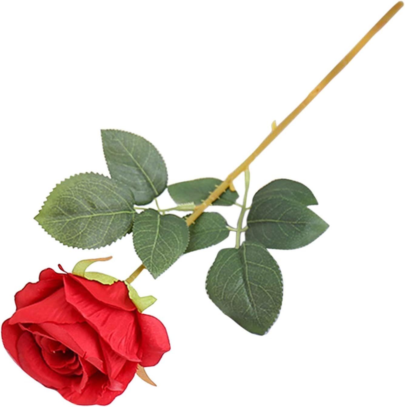 Scceatti Plantas artificiales para interiores, rosas falsas de seda, flores rojas de imitación para exteriores, plantas artificiales de plástico,