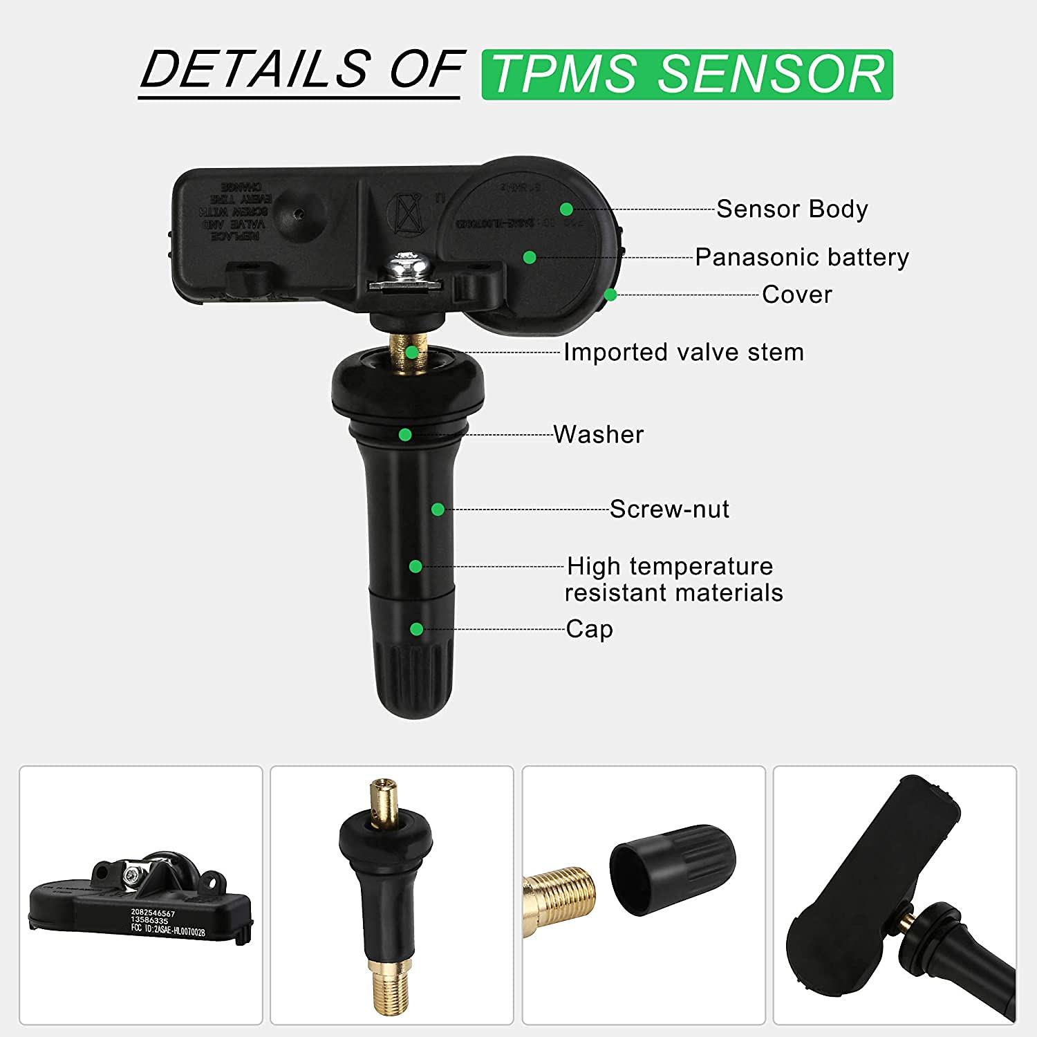 13586335 GM Sensor de presión de neumáticos 315MHZ Sensor TPMS programado con EL-50448 TPMS herramienta de reaprendizaje para Buick Cadillac