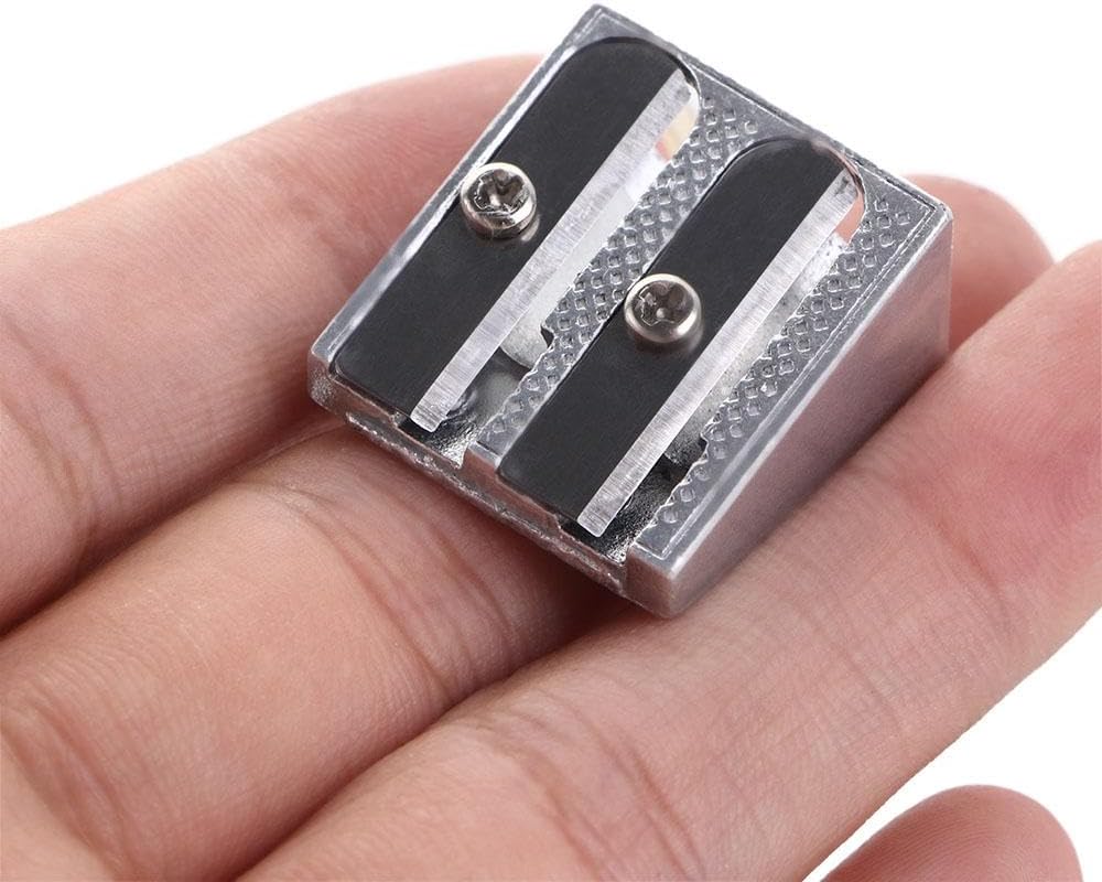 15 sacapuntas, sacapuntas de metal de mano con agujeros dobles, mini afilador de lápices para niños, lápices afiladores para escuelas, oficinas y