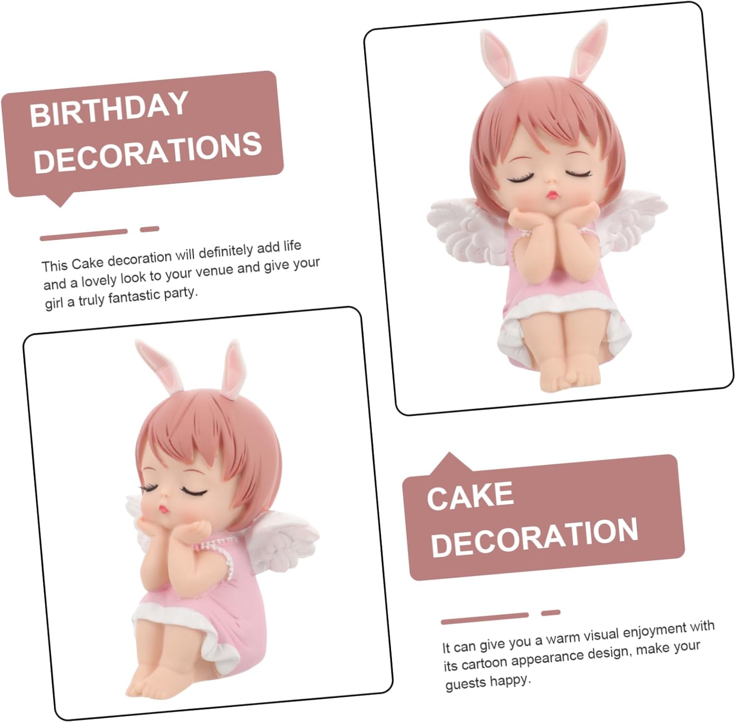 IMIKEYA Decoración de pastel de Annie, adorno de muñeca, figura de ángel, decoración de tartas de boda, mini figuras para tartas, adornos de coche,