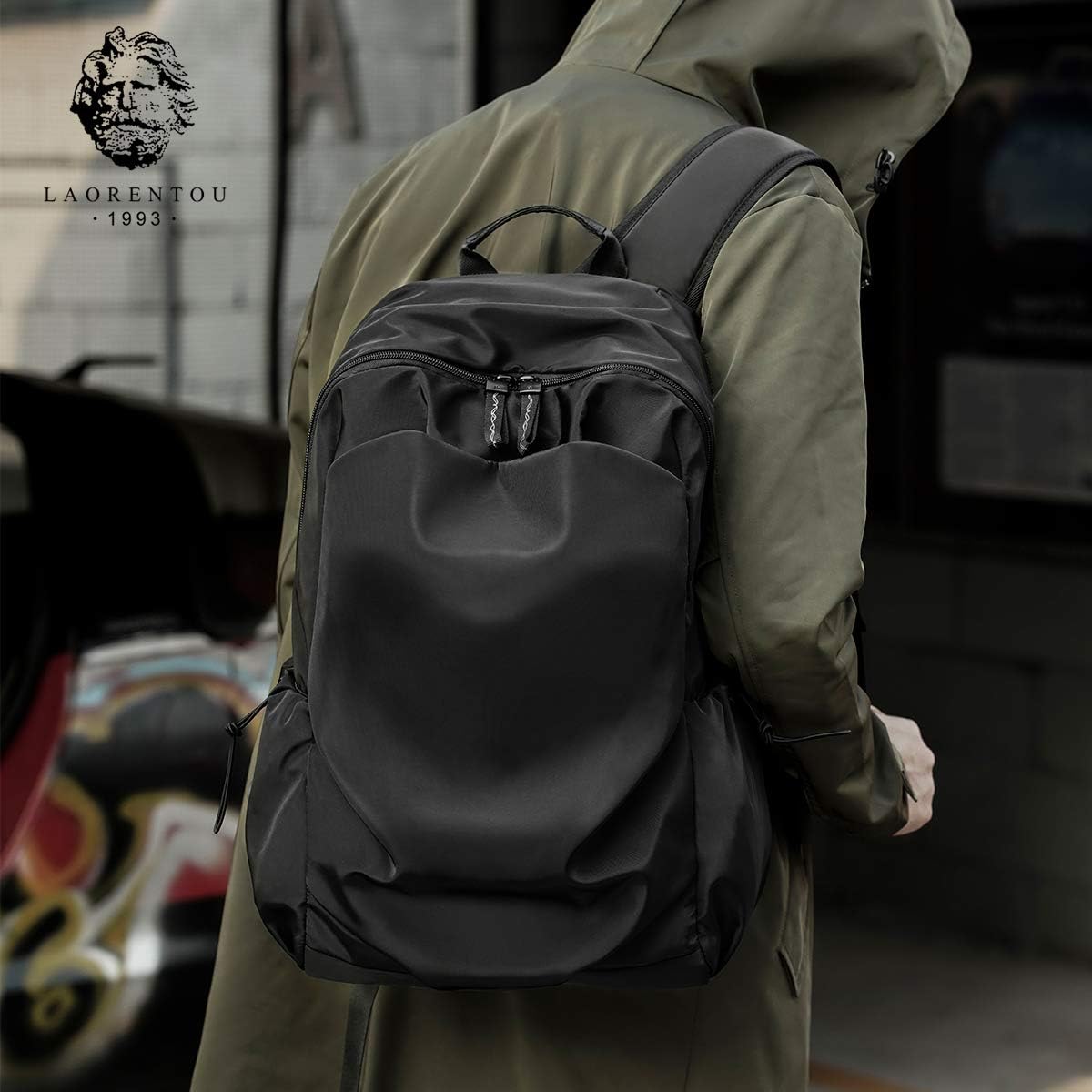 LAORENTOU Mochila de cuero para hombre, mochilas para laptop, mochila de negocios para hombre, 15 ” a 17 ” bolsas de viaje para hombres, Negro 1,